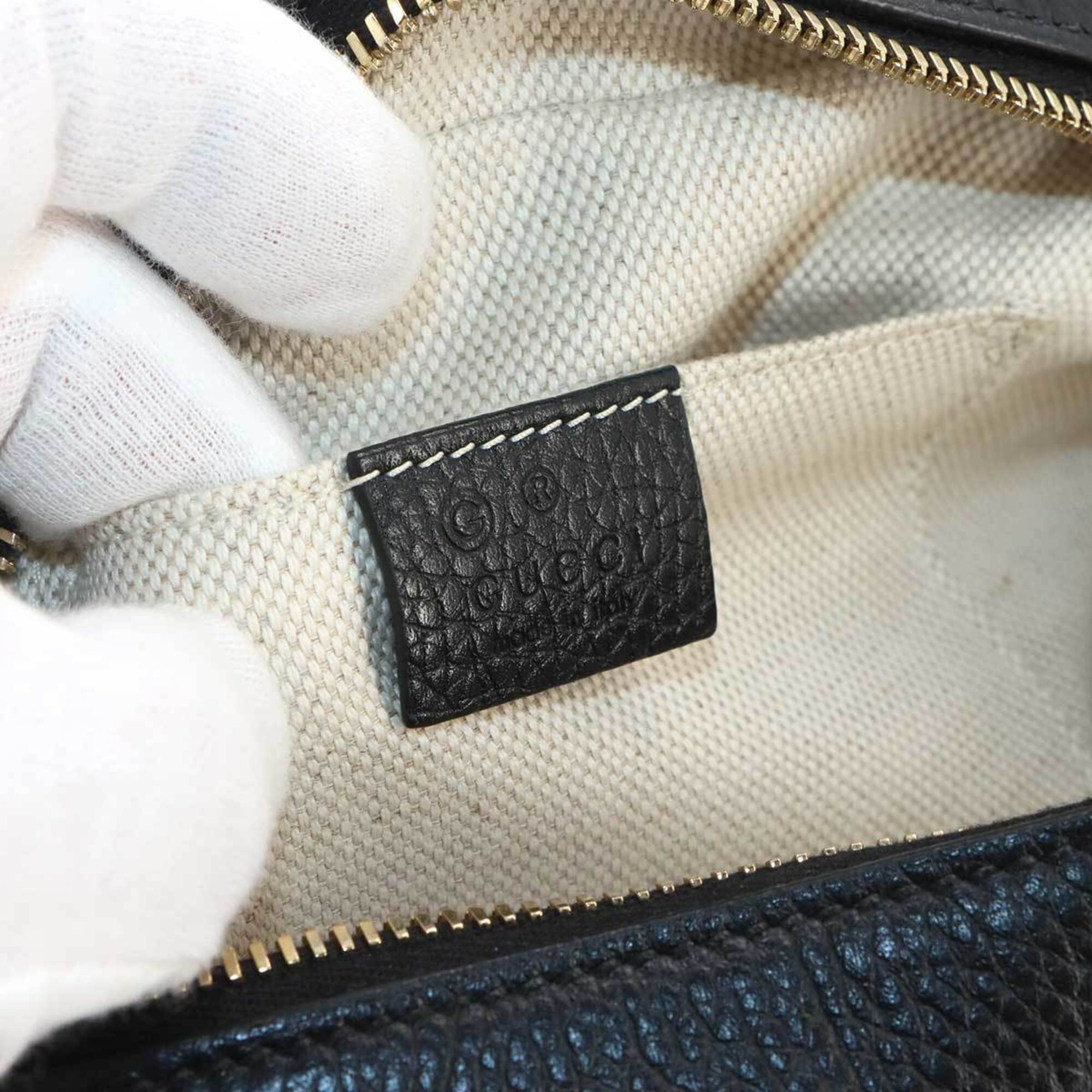 Gucci Black Leather Handbag Shoulder Bag (Pre-Owned)