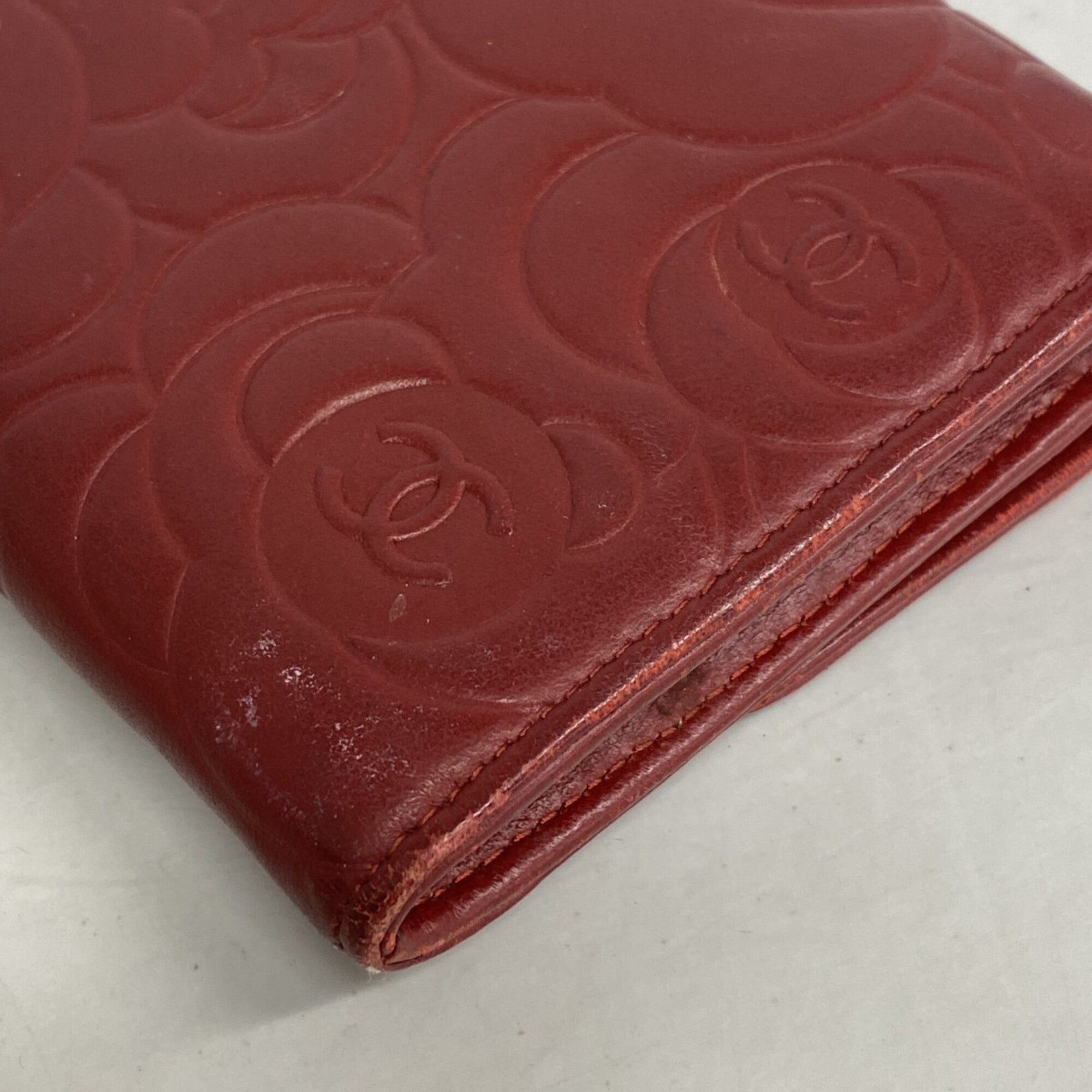 Chanel Bordeaux Leather Long Wallet (Bi-Fold) (Pre-Owned)