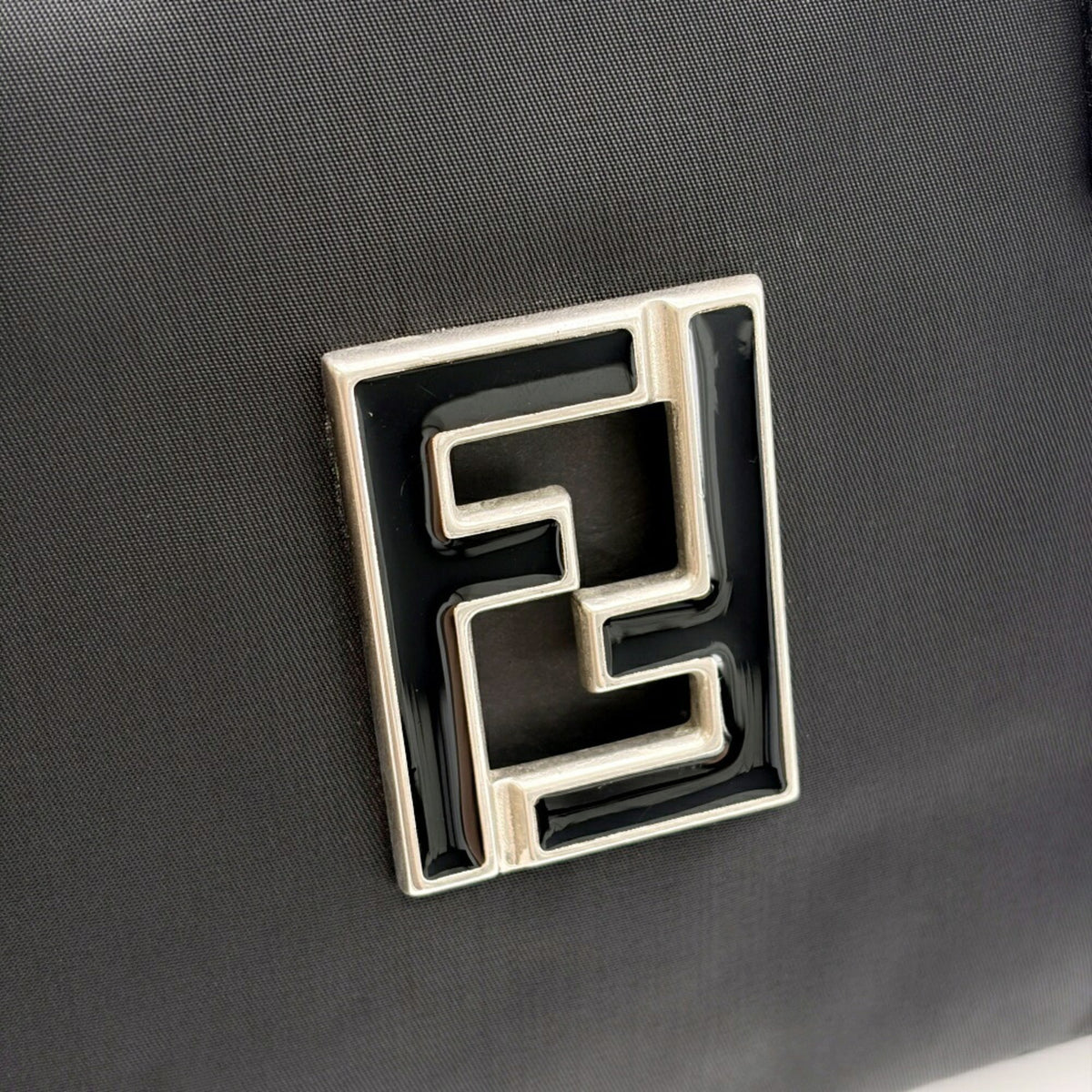Fendi Black Nylon Leather Tote Bag (Pre-Owned)