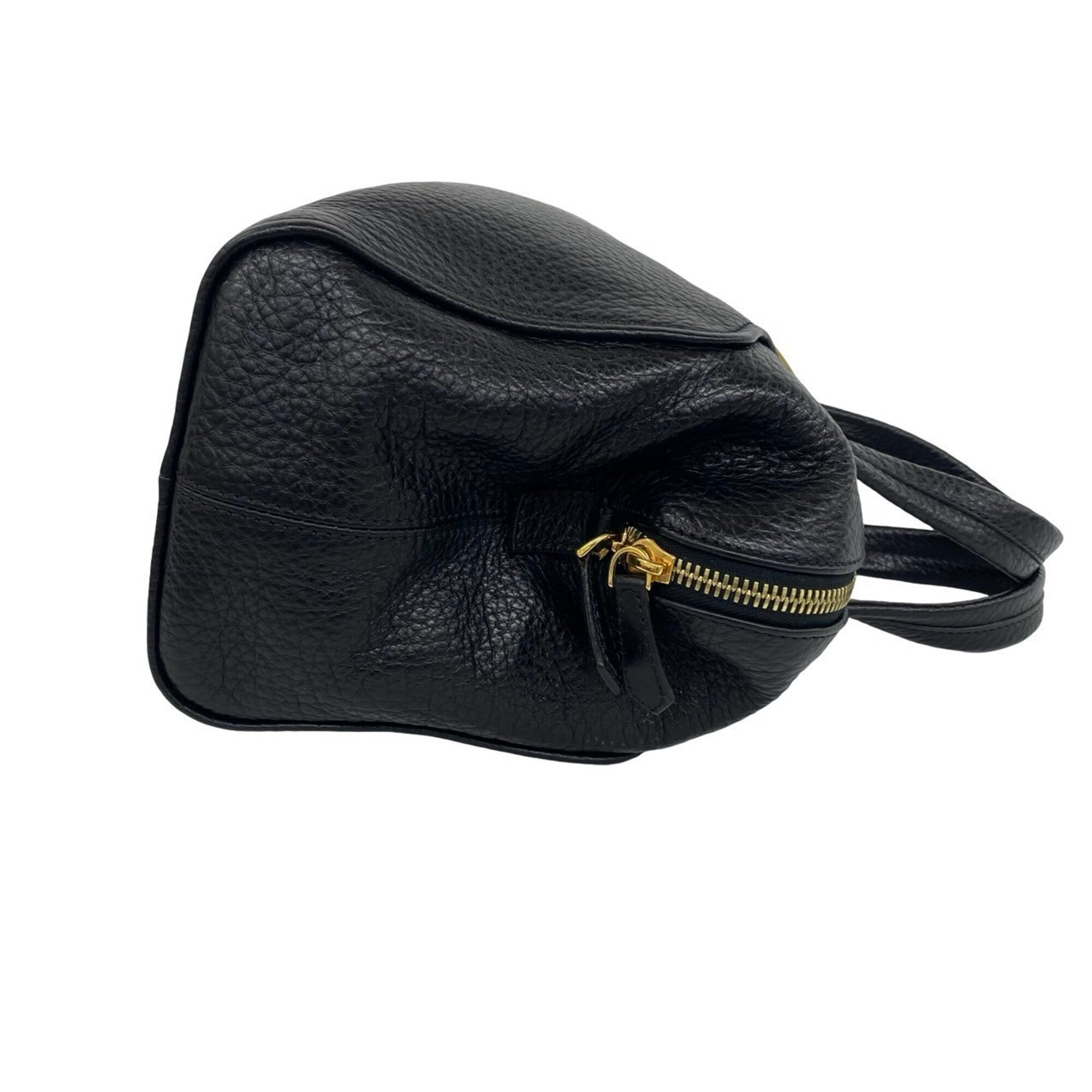 Fendi Black Leather Boston Bag Handbag Shoulder Bag (Pre-Owned)