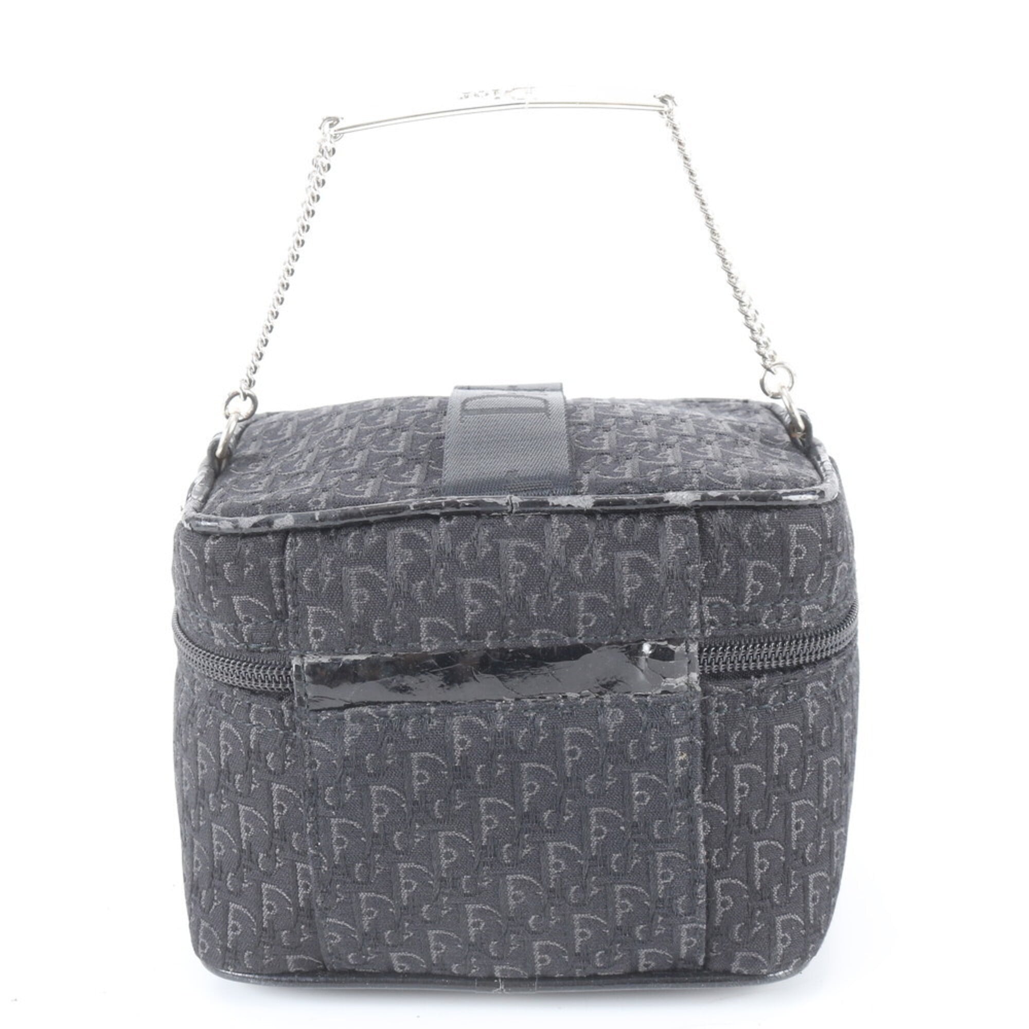 Christian Dior Black Leather Canvas Handbag Tote Bag (Pre-Owned)