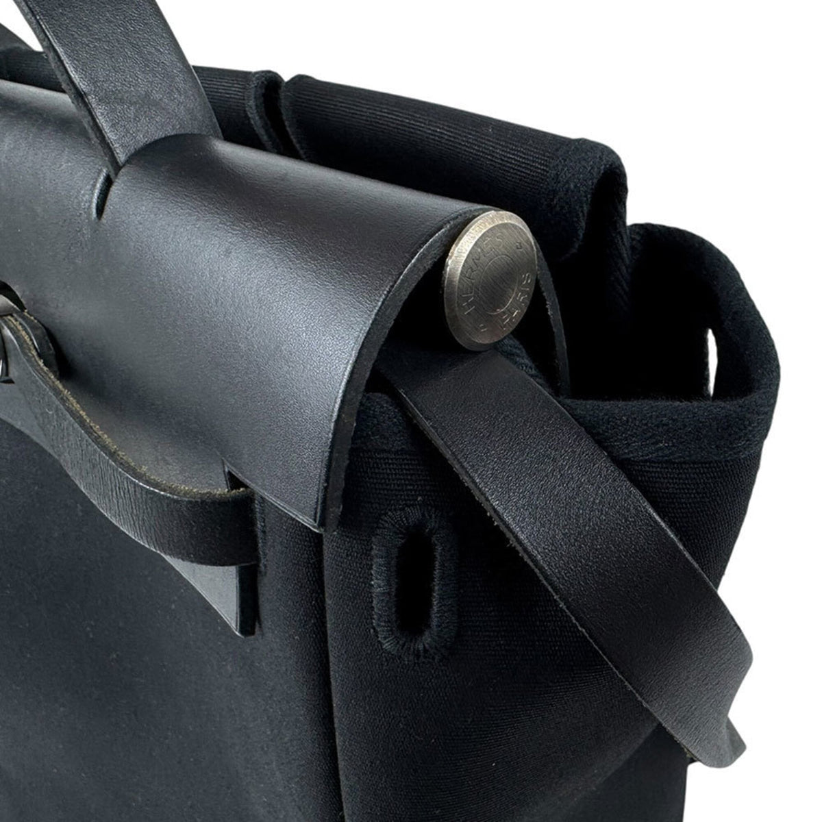 Hermes Black Toile Officier Handbag (Pre-Owned)