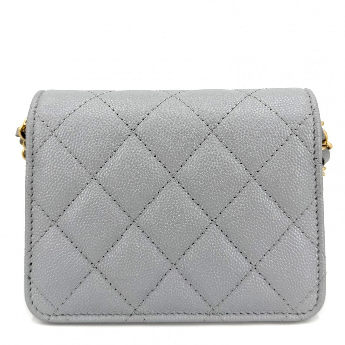 Chanel Gray Grained Calfskin Shoulder Bag (Pre-Owned)