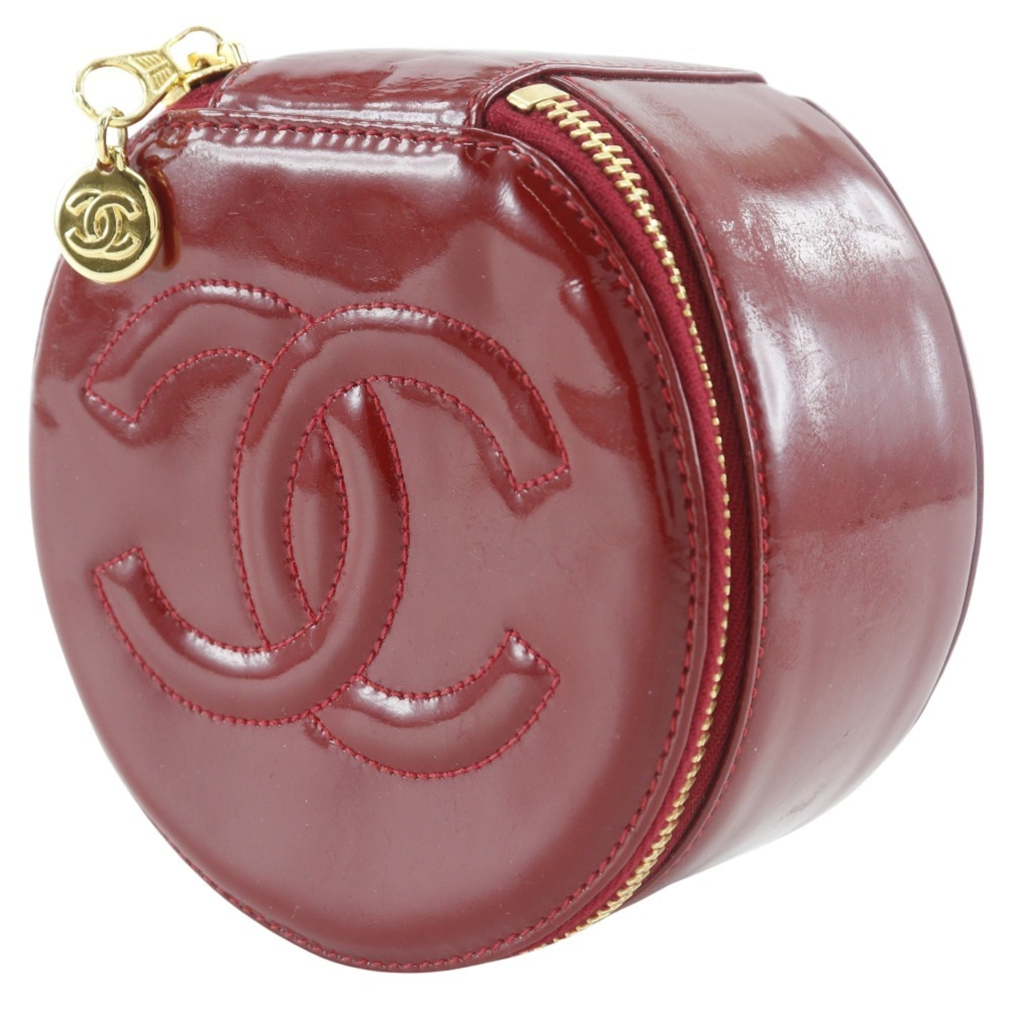 Chanel Red Color Leather Pouch (Pre-Owned)