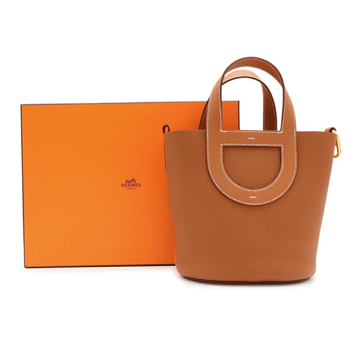Hermes Brown Gold Brown Taurillon Clemence Leather Handbag Tote Bag (Pre-Owned)