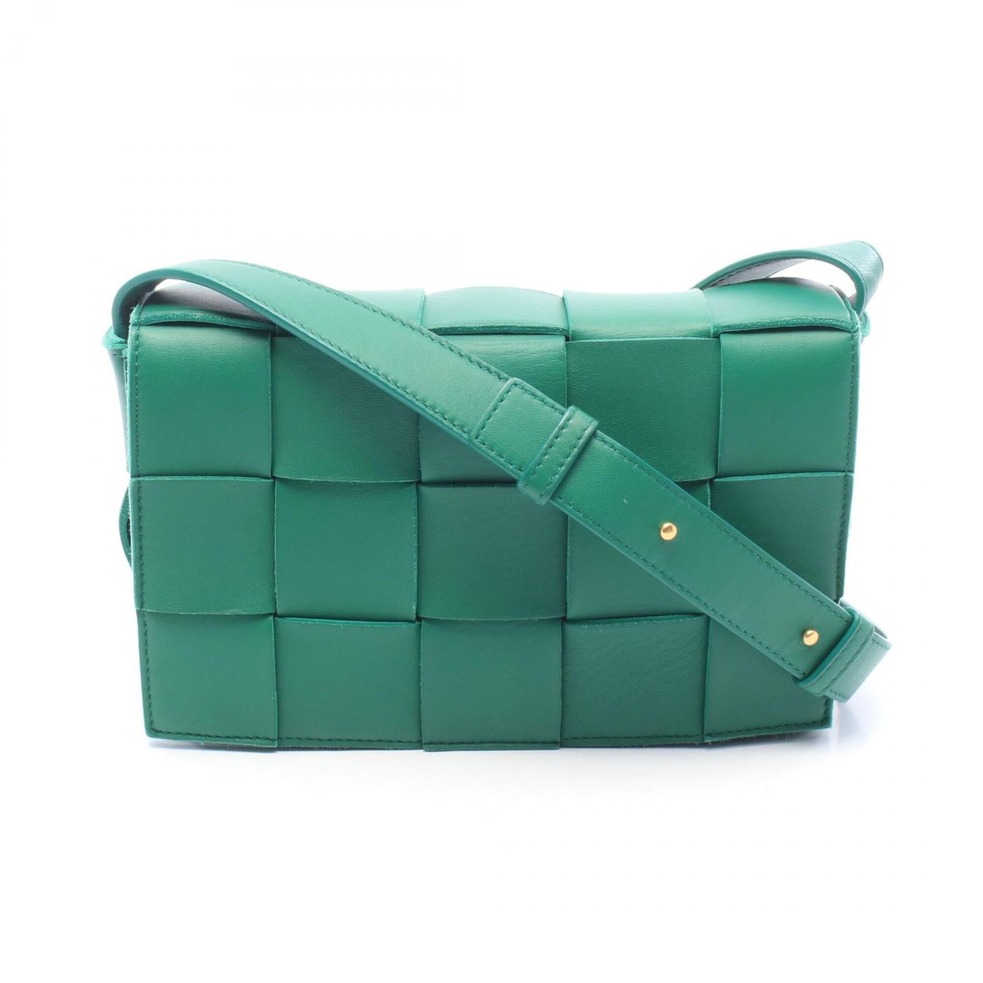 Bottega Veneta Green Leather Handbag Shoulder Bag (Pre-Owned)