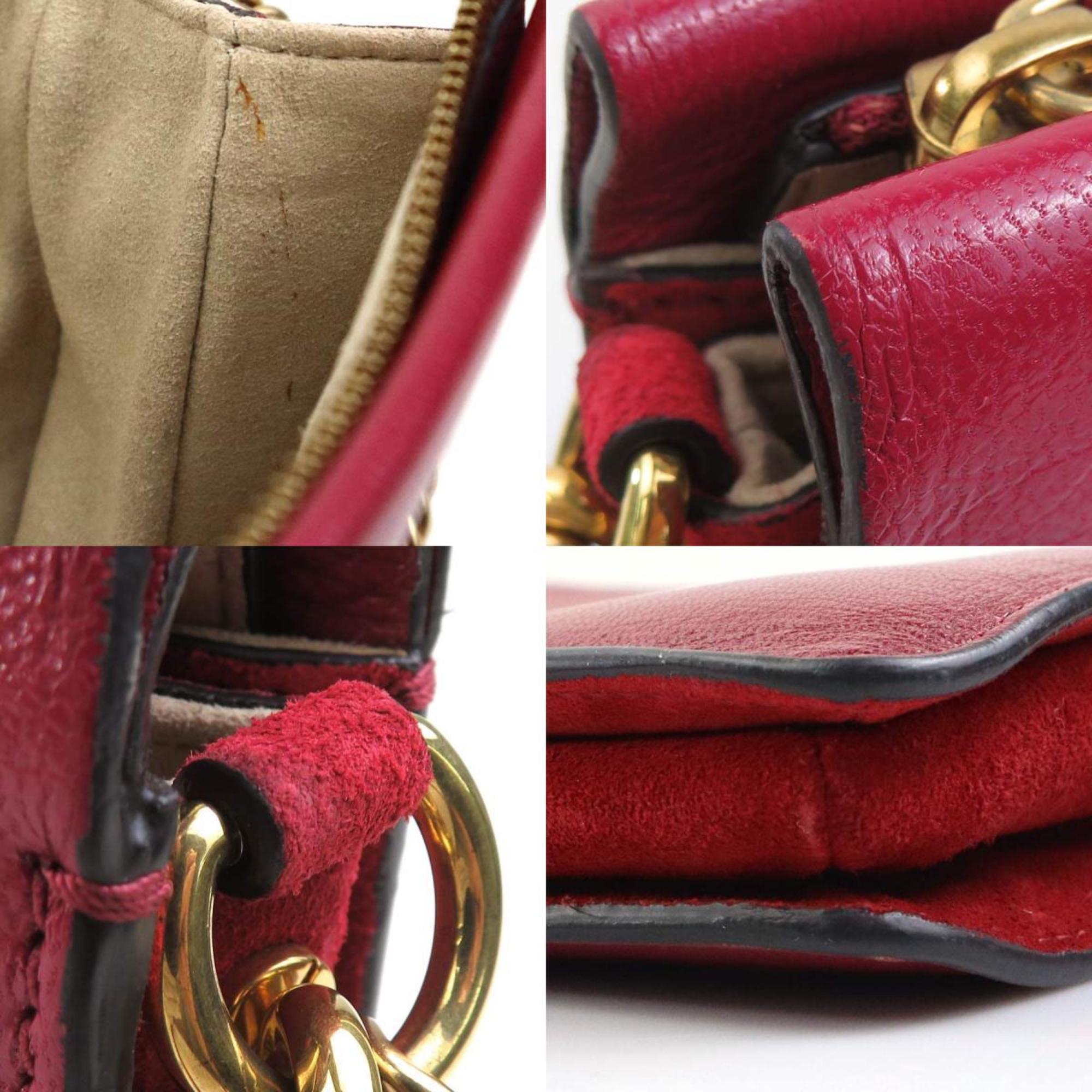 Givenchy Red Color Wine Leather Suede Shoulder Bag (Pre-Owned)