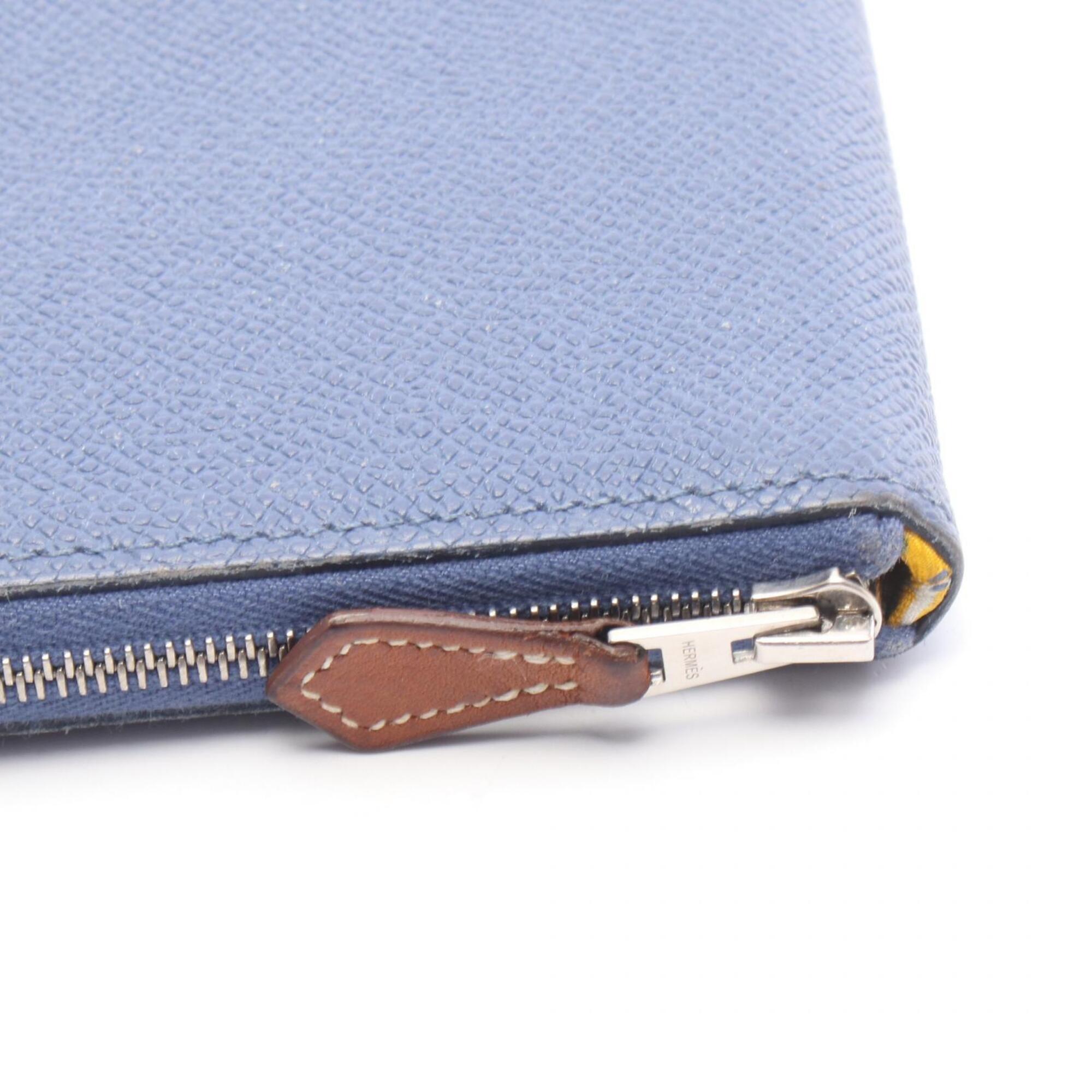 Hermes Blue Epsom Leather Long Wallet (Bi-Fold) (Pre-Owned)
