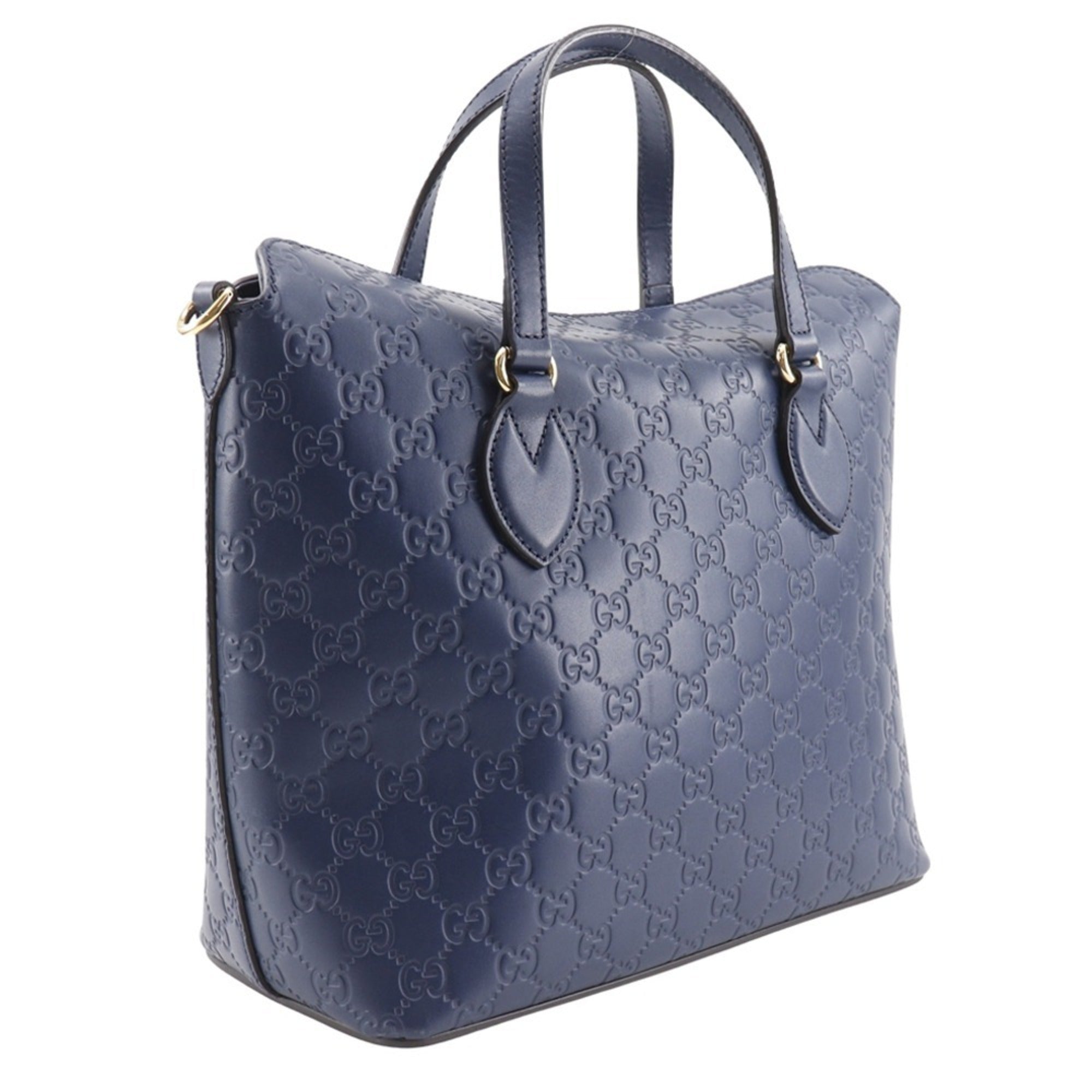 Gucci Navy Leather Handbag (Pre-Owned)