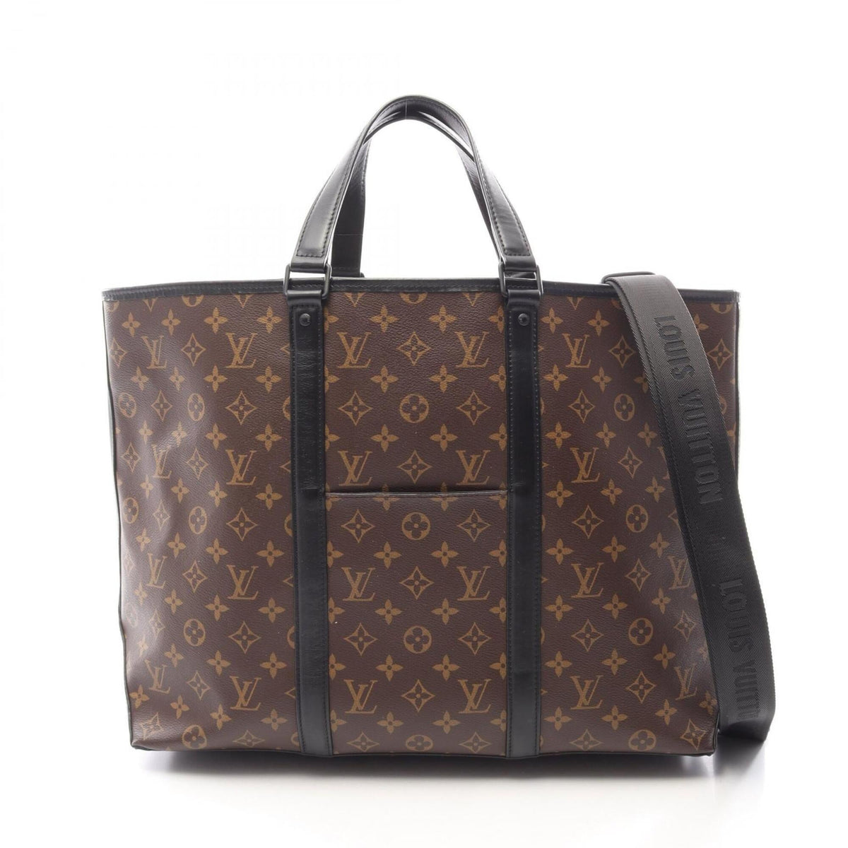 Louis Vuitton Black Brown Coated Canvas Leather Handbag Tote Bag (Pre-Owned)