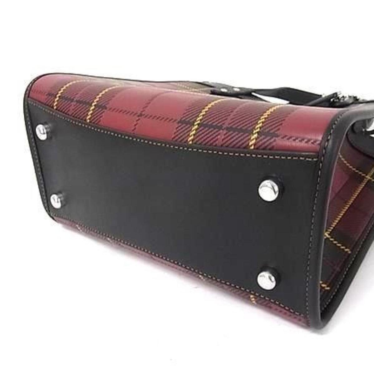 Coach Black Red Color Leather Handbag Shoulder Bag (Pre-Owned)