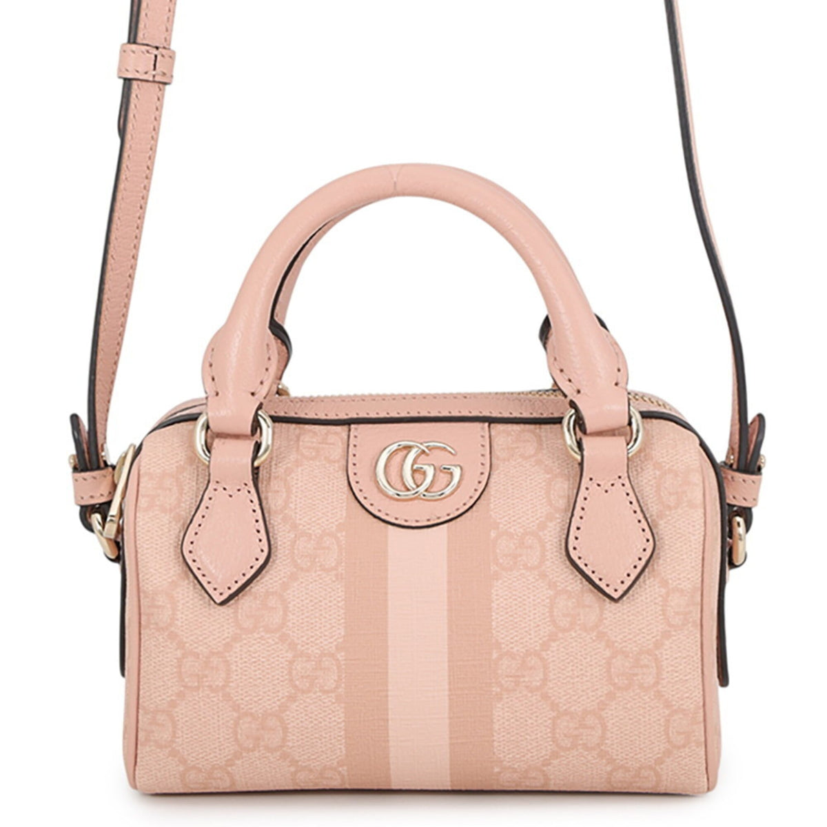 Gucci Pink Gg Supreme Boston Bag Handbag (Pre-Owned)
