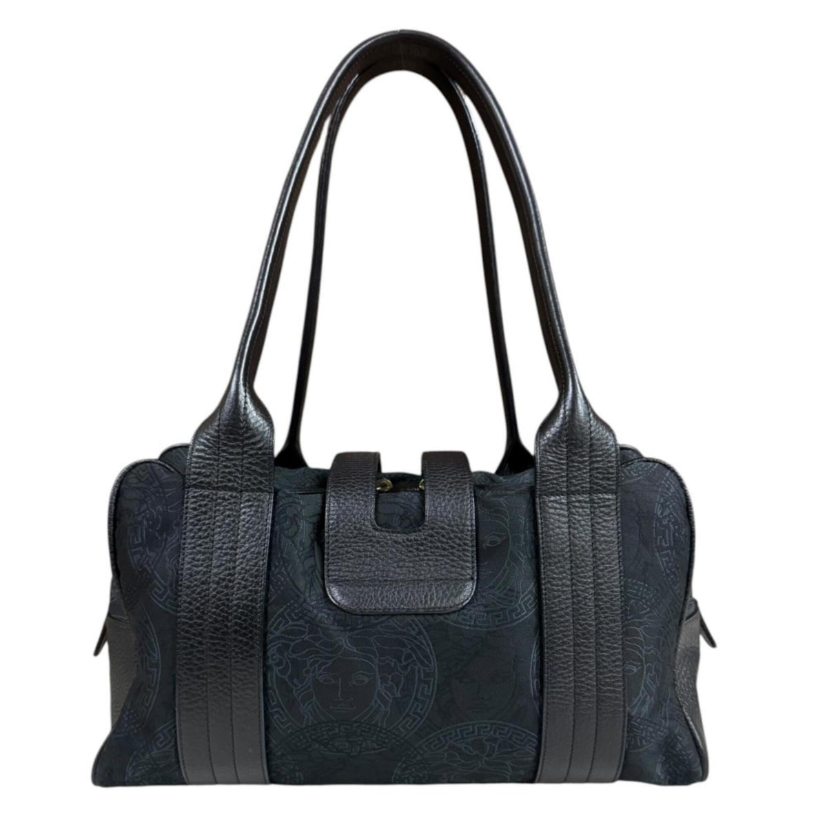 Versace Black Canvas Handbag (Pre-Owned)