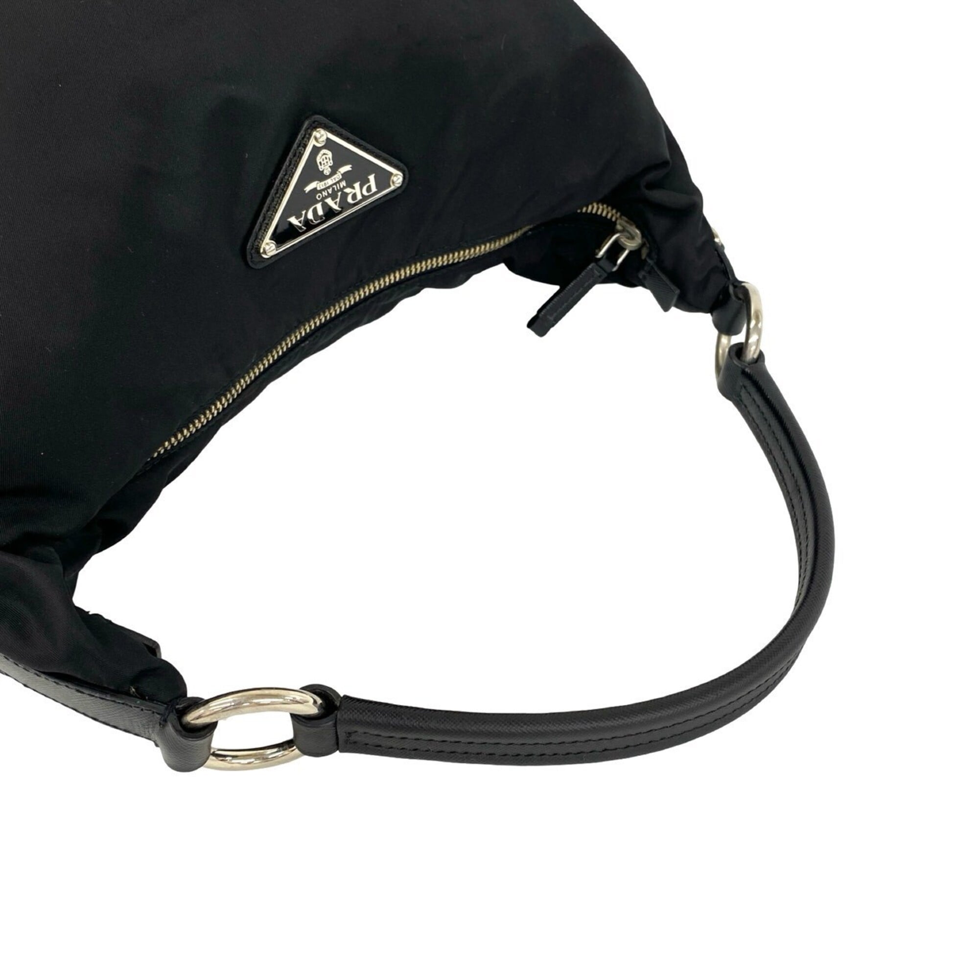 Prada Black Nylon Leather Shoulder Bag (Pre-Owned)