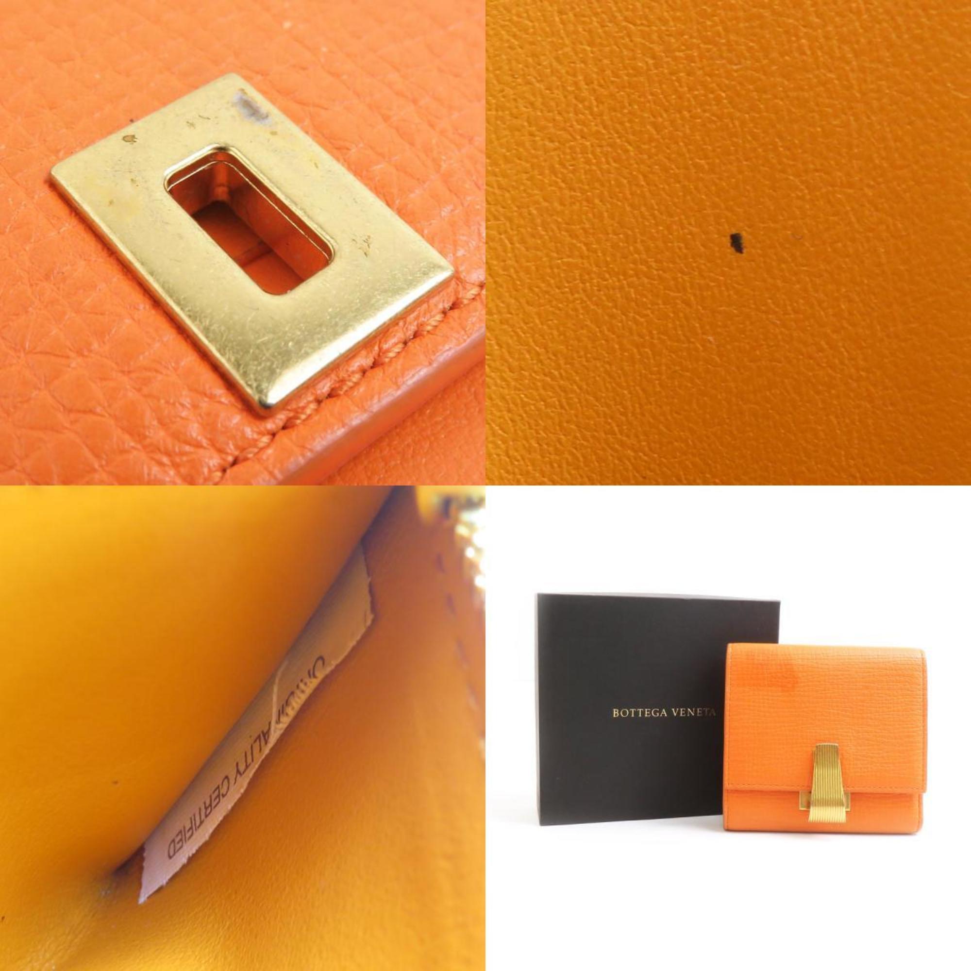 Bottega Veneta Orange Leather Wallet (Tri-Fold) (Pre-Owned)