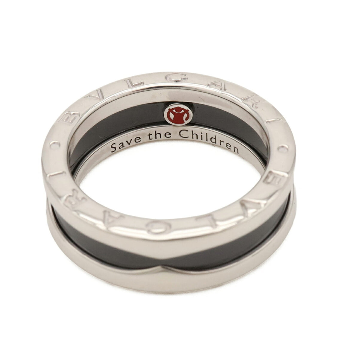 Bvlgari B.Zero1 Silver Black Ceramic Silver 925 Band Ring (Pre-Owned)