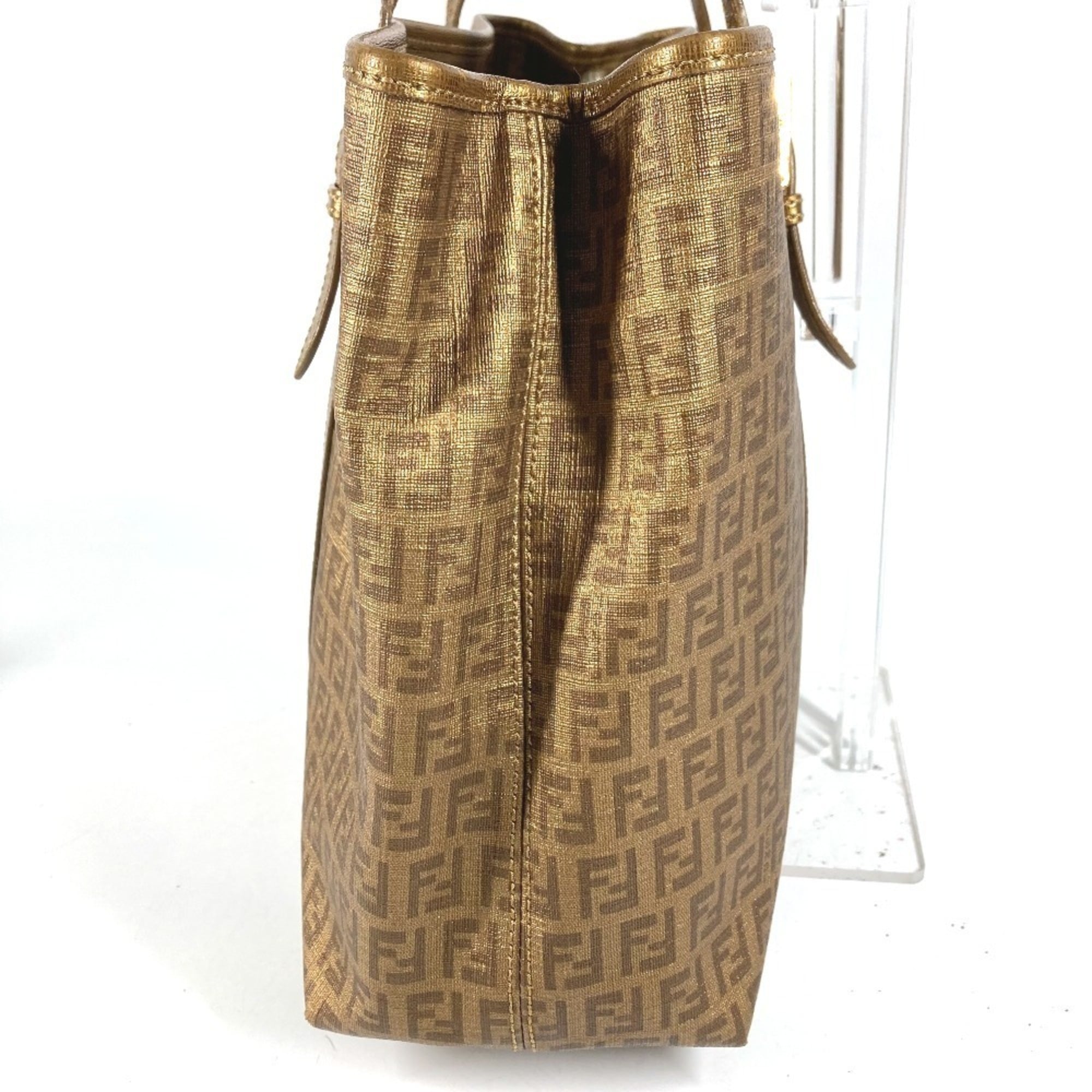 Fendi Gold Zucca Pvc Leather Shoulder Bag Tote Bag (Pre-Owned)