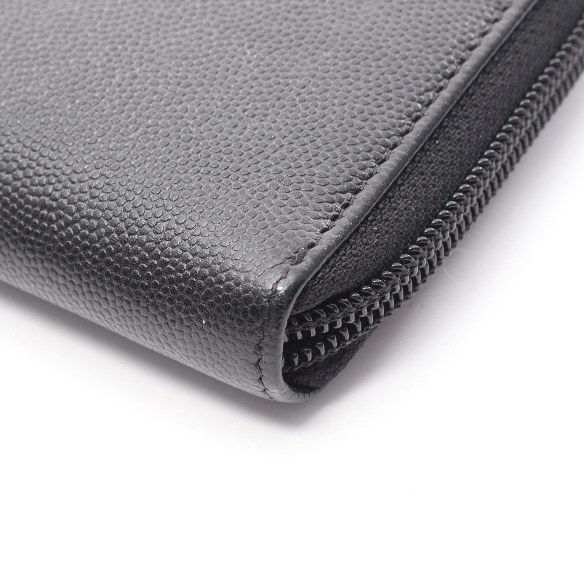 Chanel Black Grained Calfskin Long Wallet (Bi-Fold) (Pre-Owned)