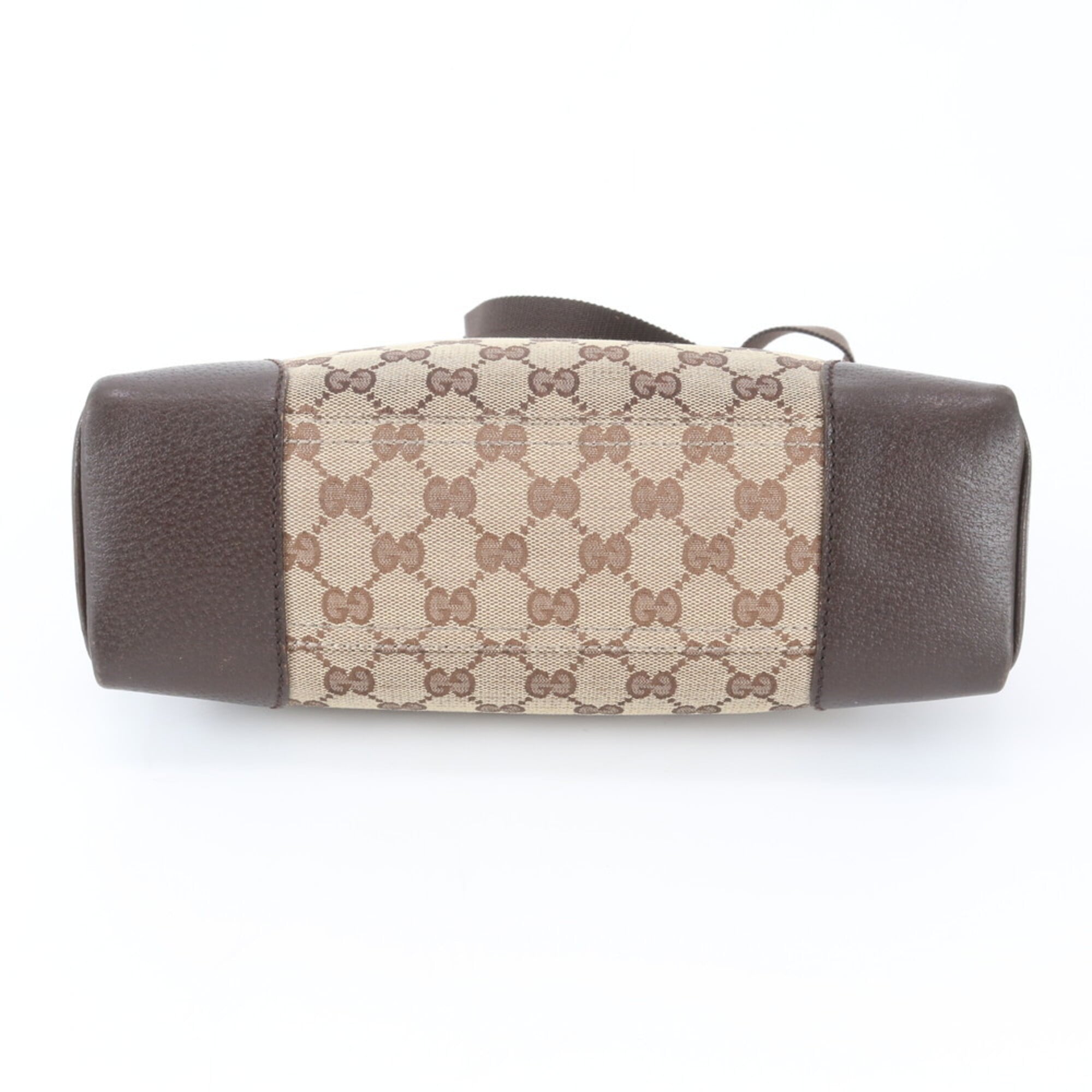 Gucci Beige Brown Leather Canvas Messenger Bag Shoulder Bag (Pre-Owned)