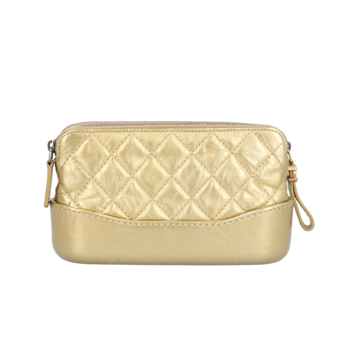 Chanel Gold Leather Chain/Shoulder Wallet (Pre-Owned)
