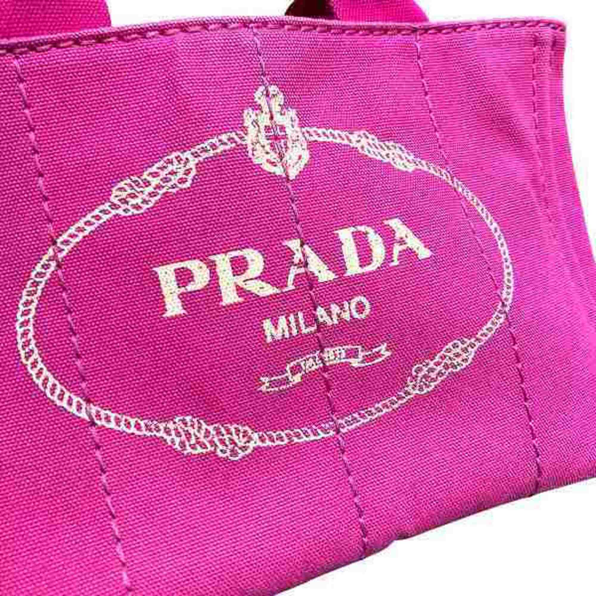 Prada Canapa Pink Canvas Handbag Tote Bag (Pre-Owned)