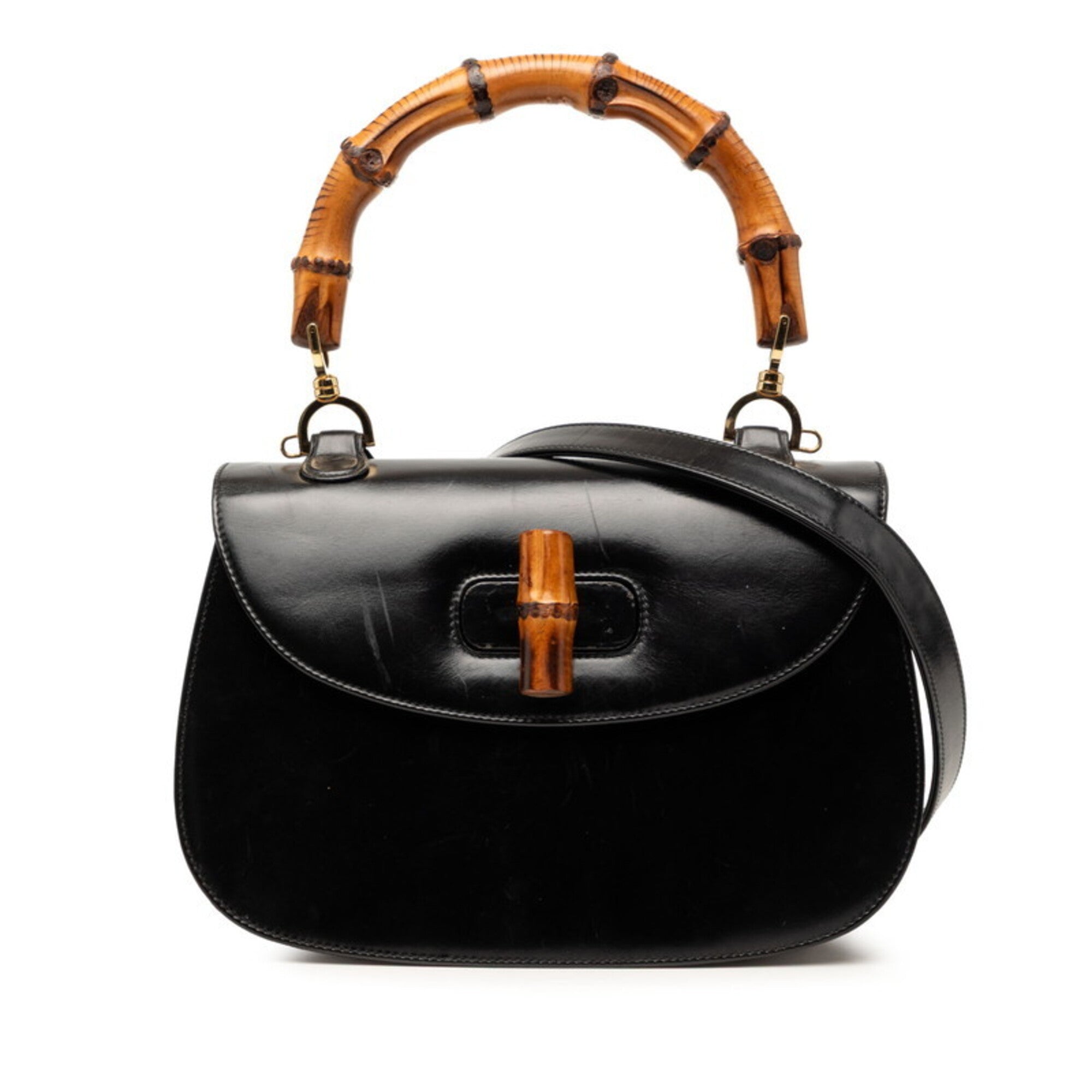 Gucci Black Leather Handbag Shoulder Bag (Pre-Owned)