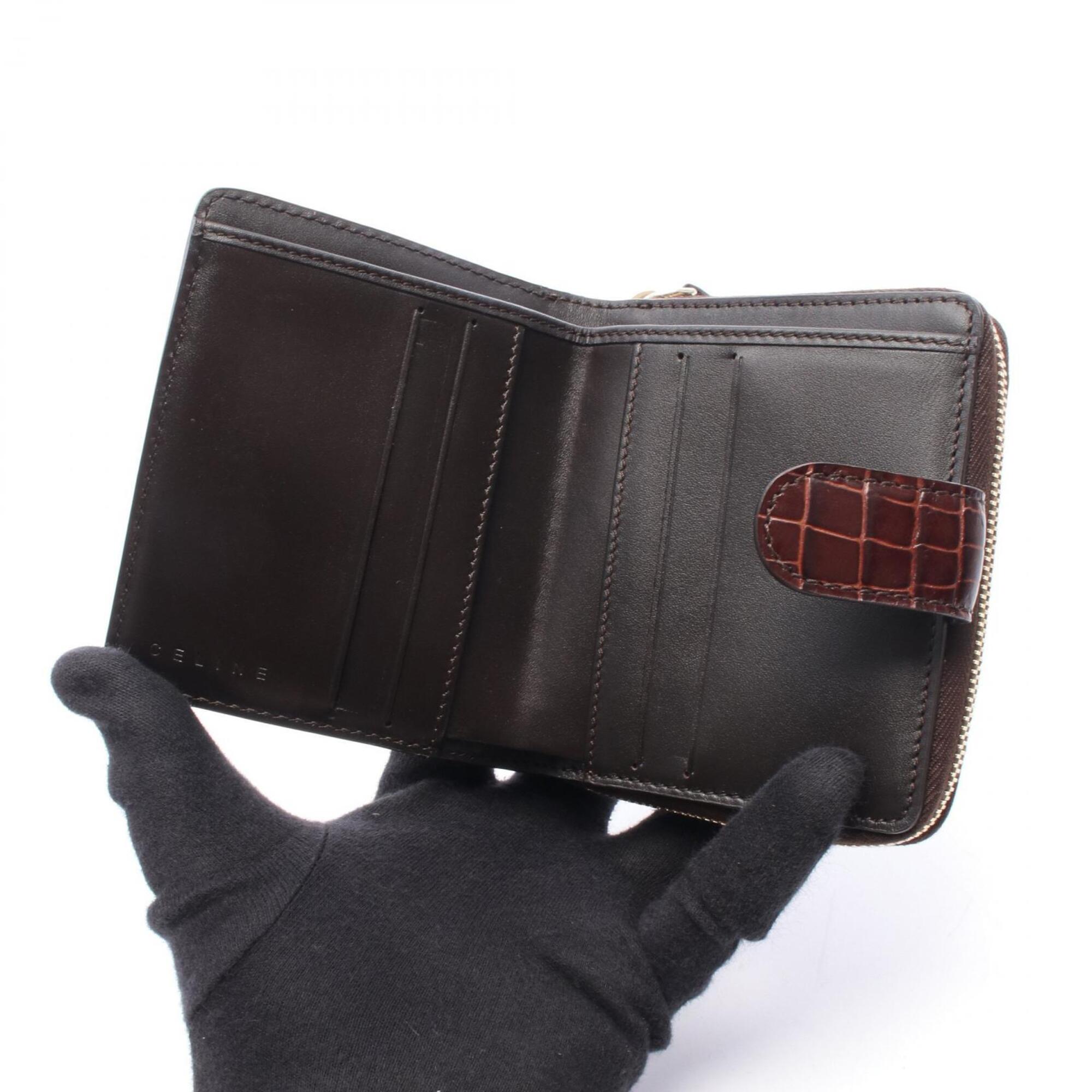 Celine Brown Canvas Leather Wallet (Bi-Fold) (Pre-Owned)