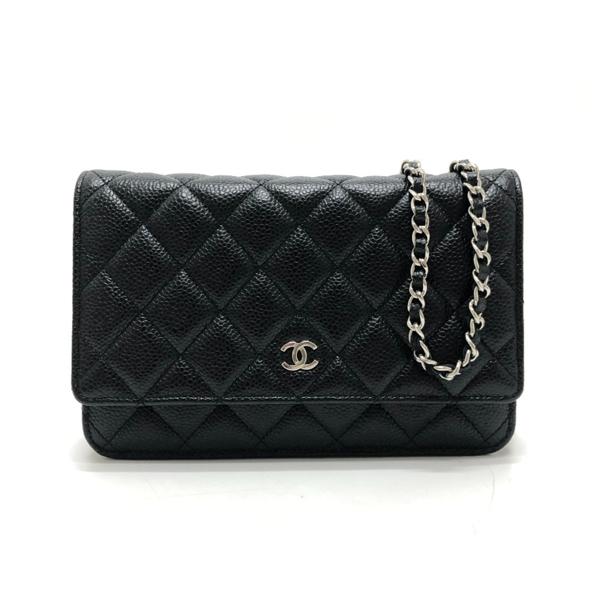Chanel Matelasse Black Grained Calfskin Shoulder Bag (Pre-Owned)