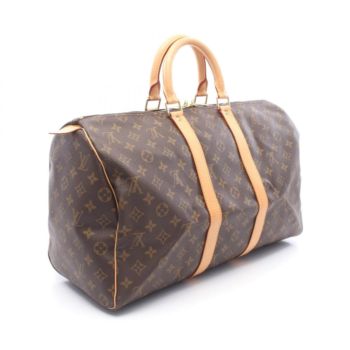 Louis Vuitton Brown Pvc Coated Canvas Leather Boston Bag (Pre-Owned)