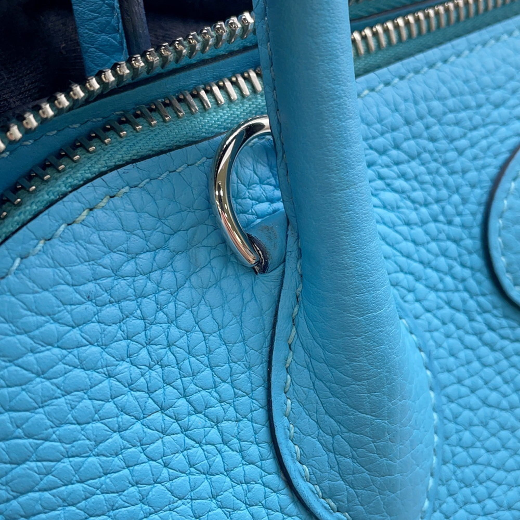 Hermes Blue Taurillon Clemence Leather Handbag (Pre-Owned)