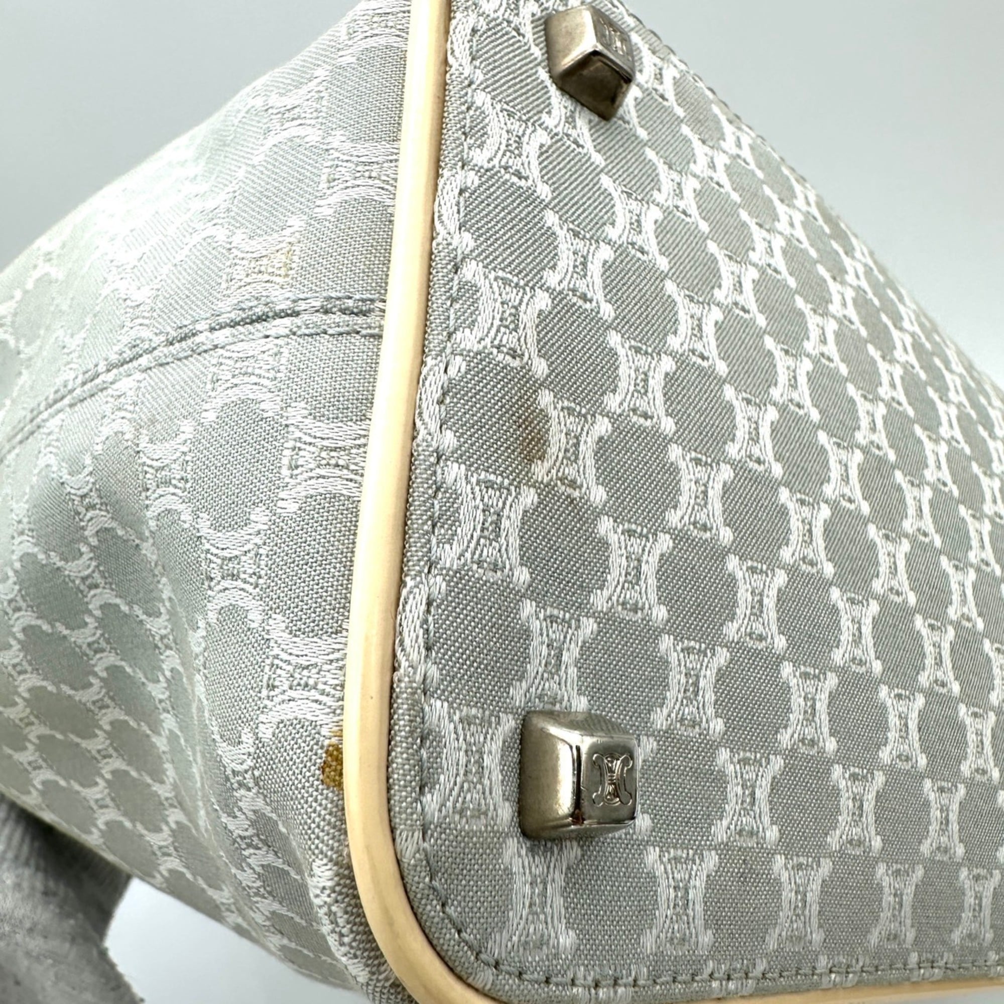 Celine Gray Canvas Handbag Shoulder Bag (Pre-Owned)