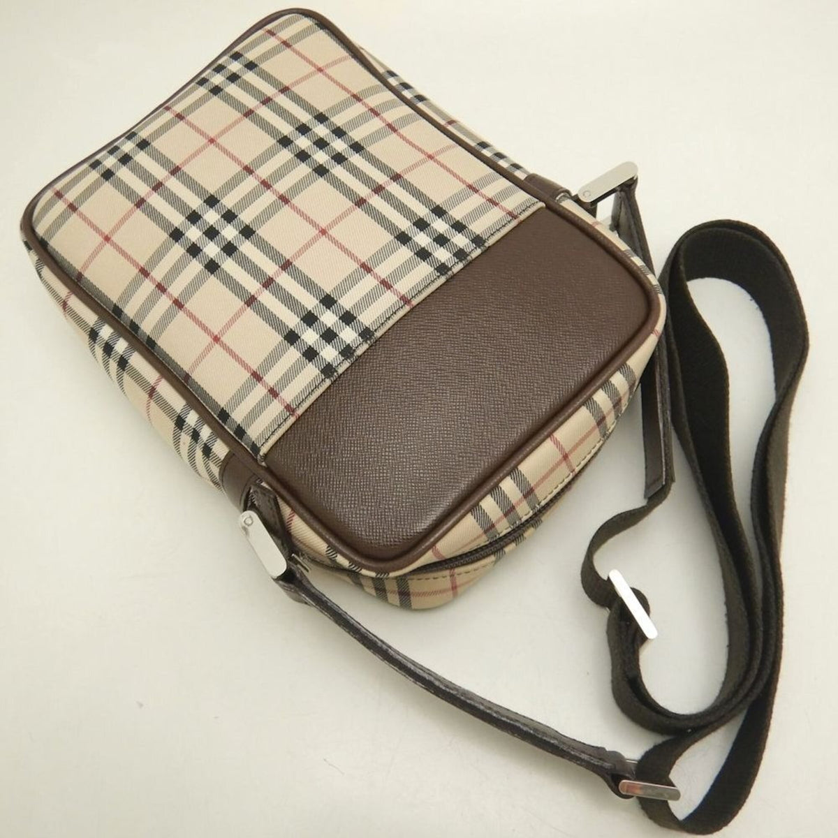Burberry Brown Canvas Leather Shoulder Bag (Pre-Owned)