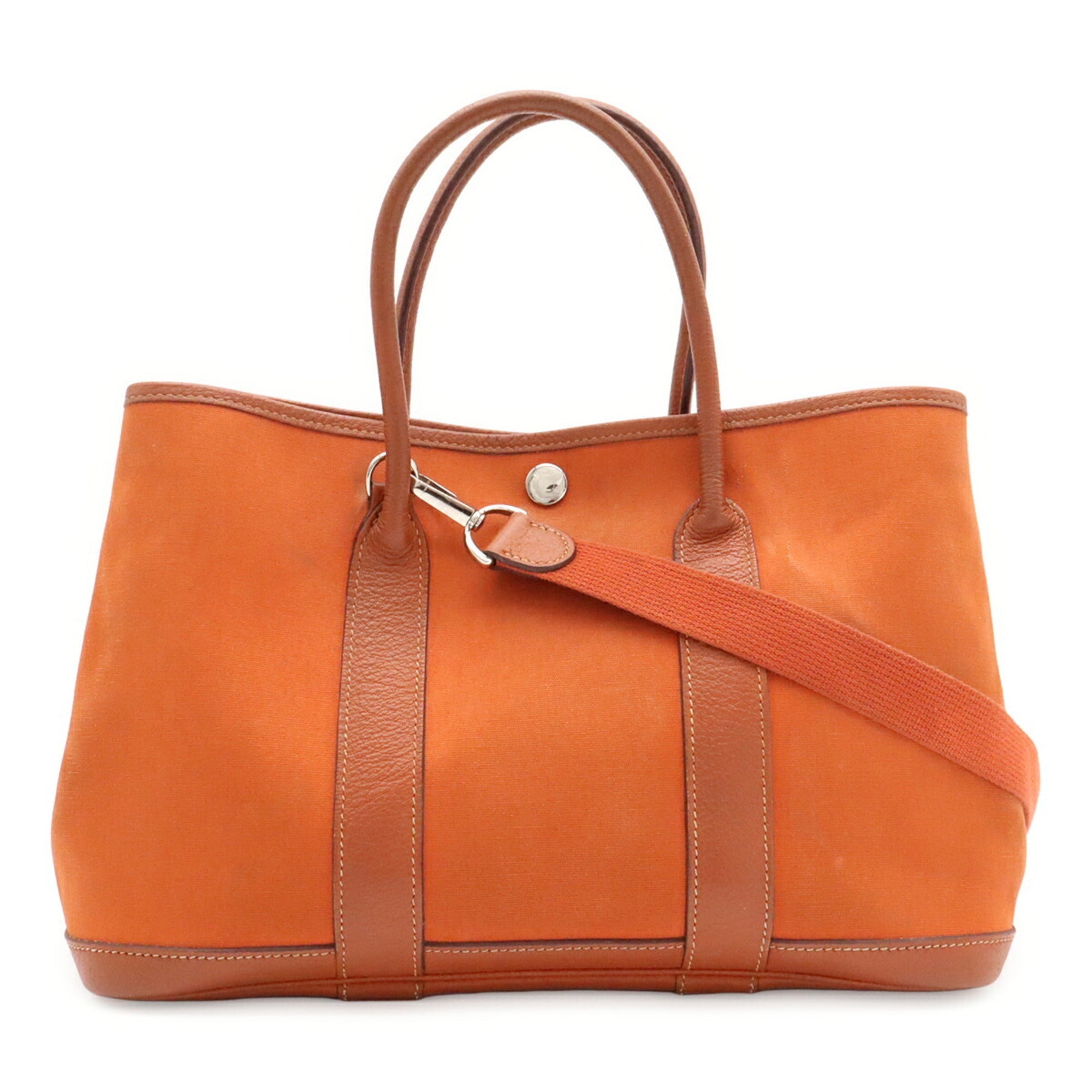 Hermes Orange Toile Officier Handbag Shoulder Bag Tote Bag (Pre-Owned)