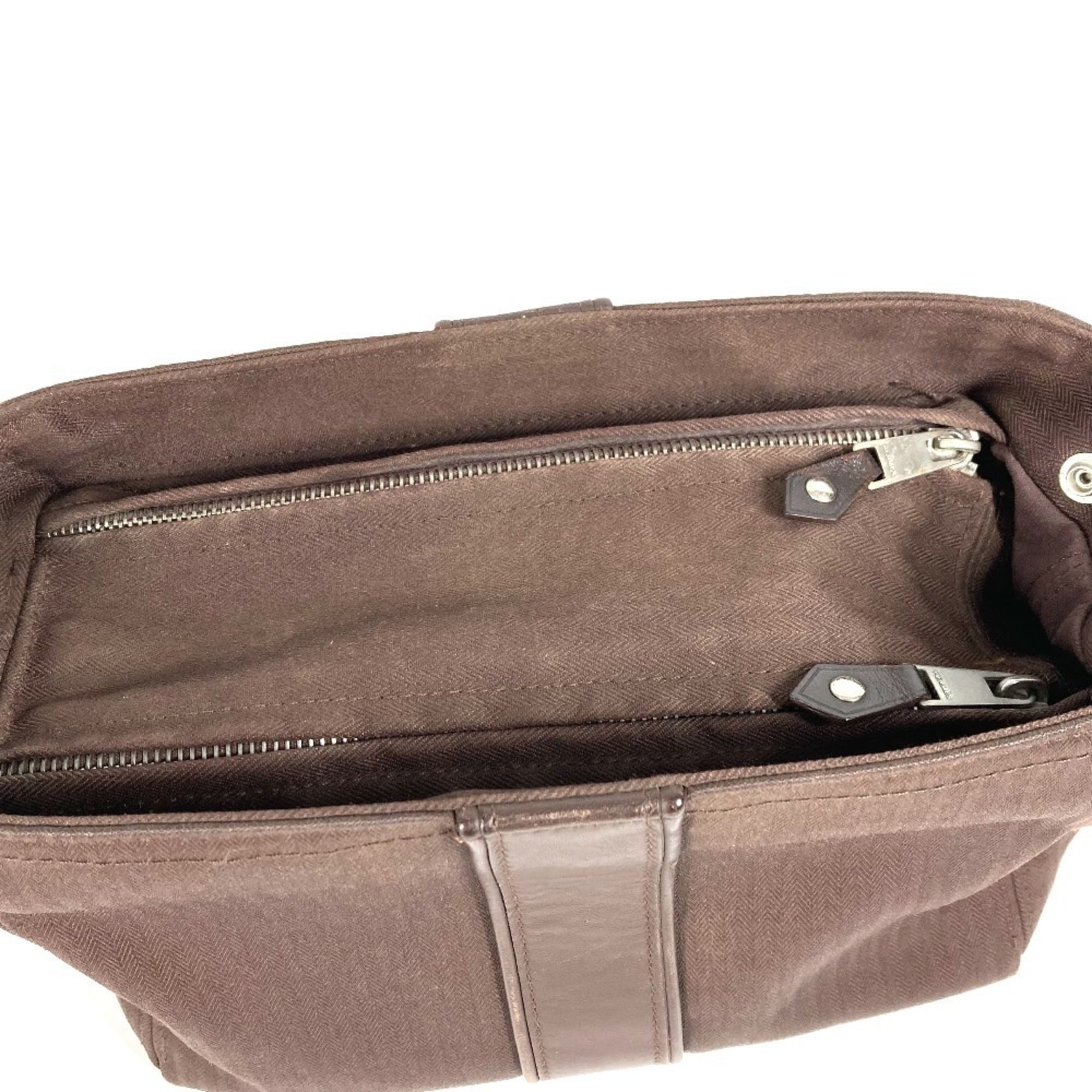 Hermes Brown Toile Chevron Clutch Bag Pouch (Pre-Owned)