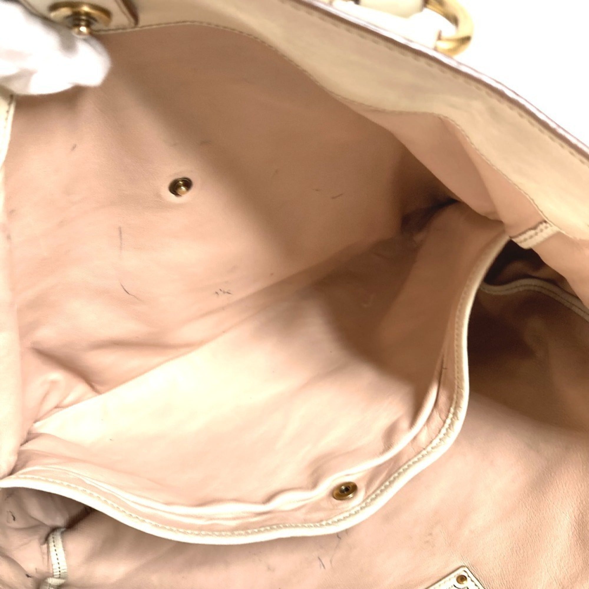 Prada Ivory Leather Shoulder Bag Tote Bag (Pre-Owned)