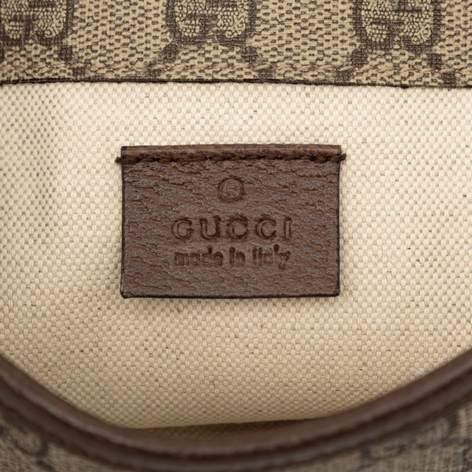Gucci Sherry Line Beige Brown Pvc Leather Shoulder Bag (Pre-Owned)