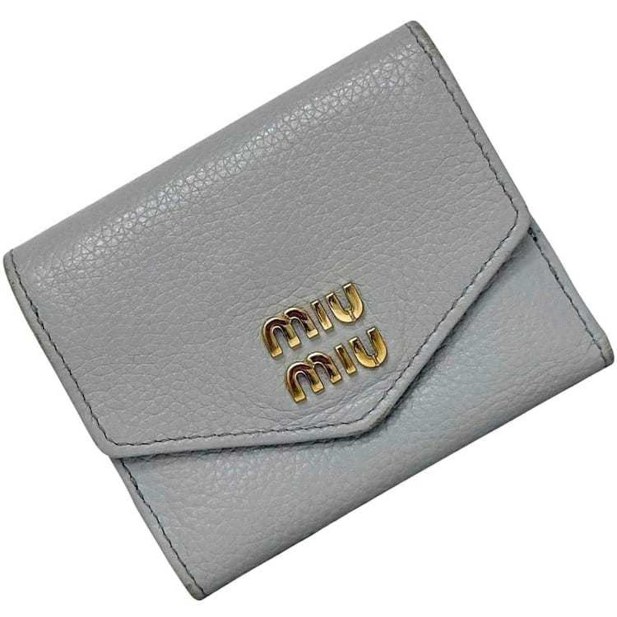 Miu Miu Gray Leather Wallet (Tri-Fold) (Pre-Owned)