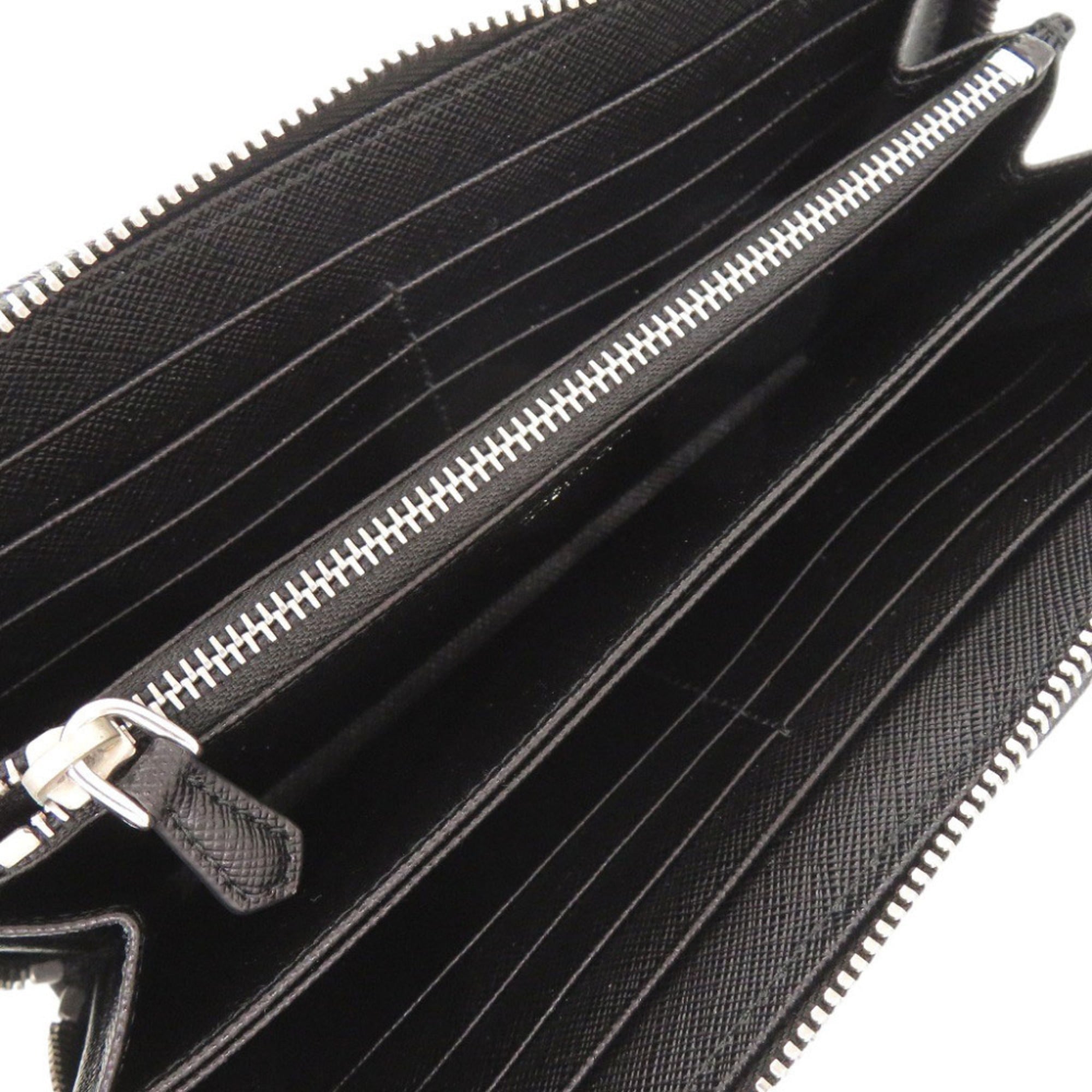 Prada Black Multi-Color Nylon Leather Saffiano Long Wallet (Bi-Fold) (Pre-Owned)