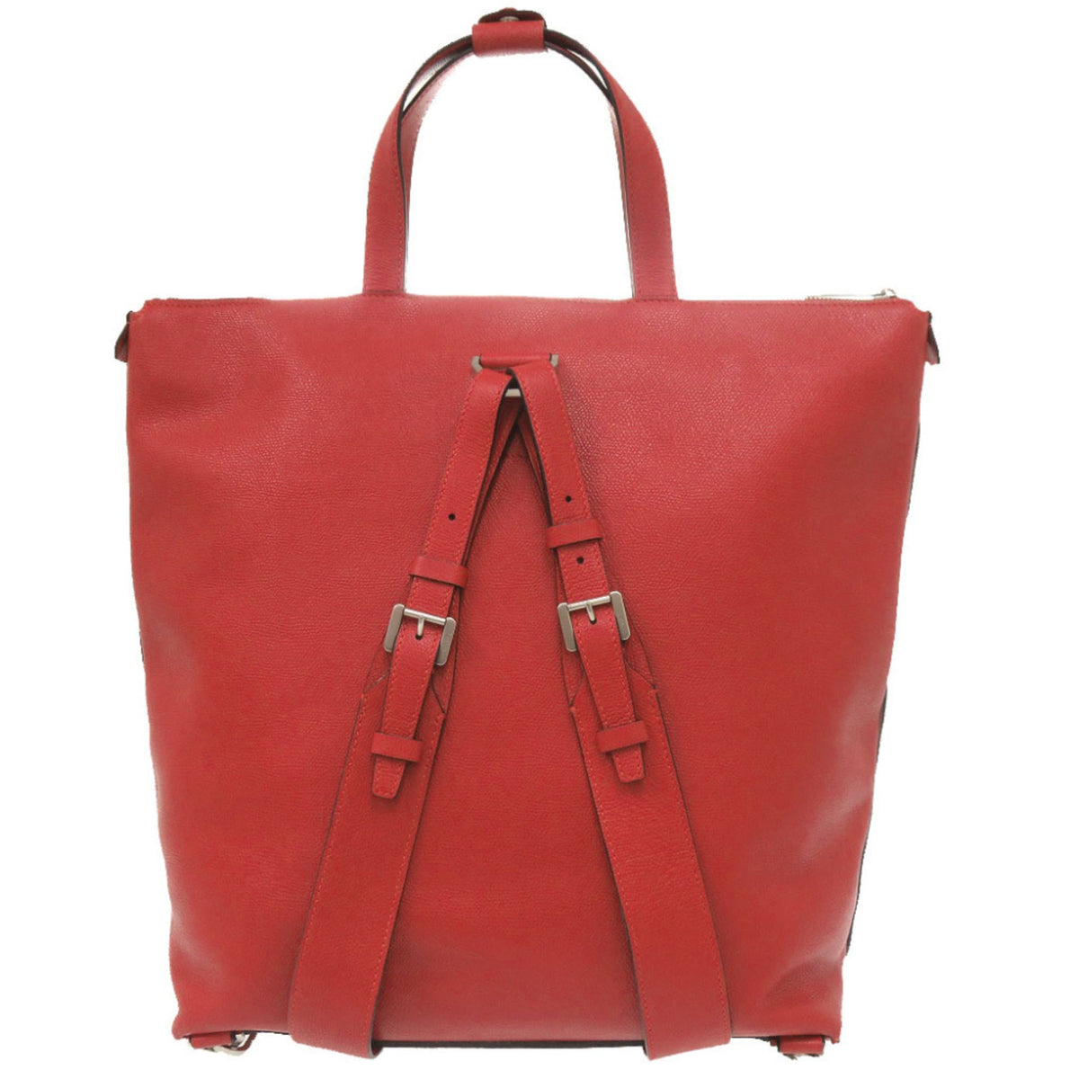 Valextra Red Color Leather Tote Bag (Pre-Owned)