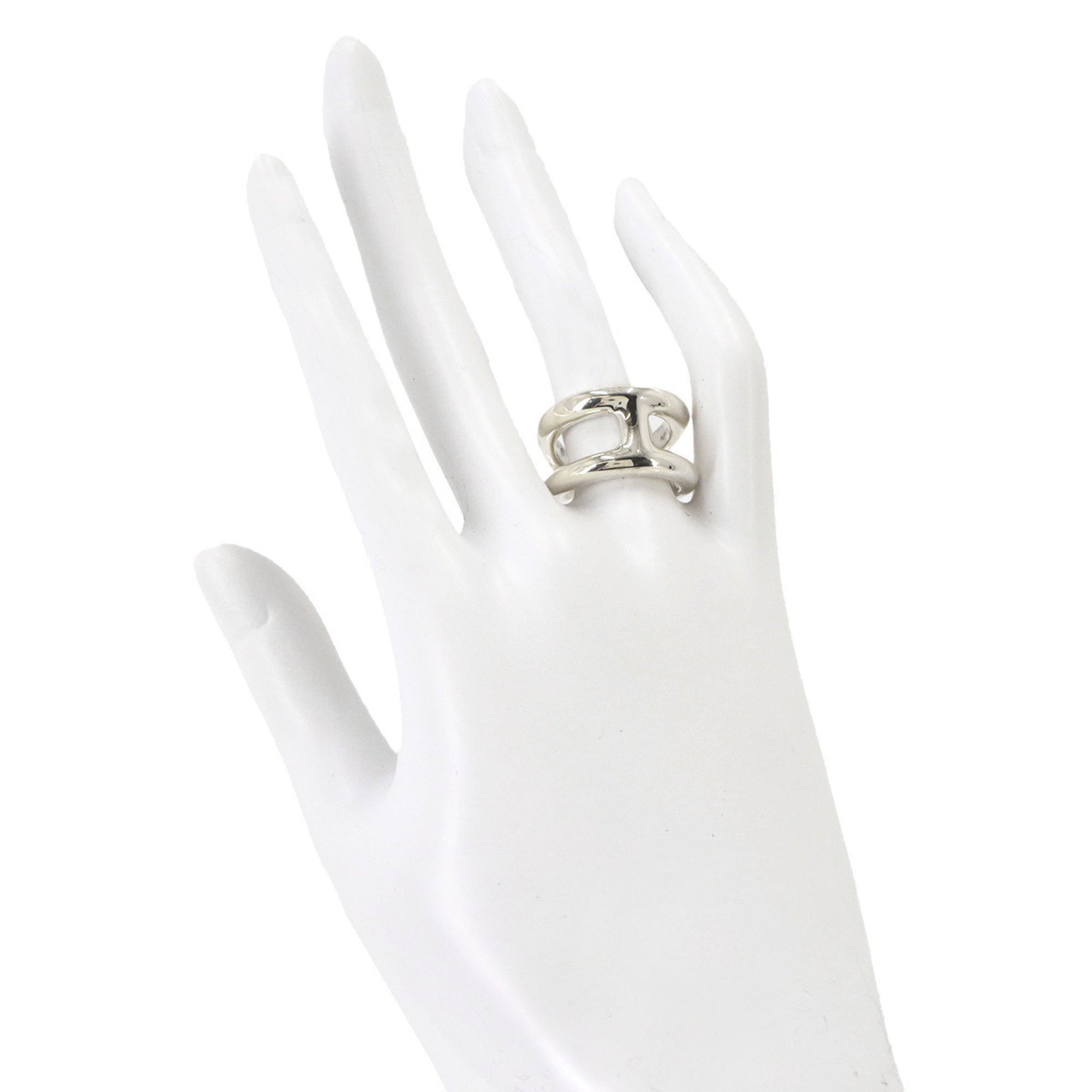 Hermes Silver Silver 925 Band Ring (Pre-Owned)