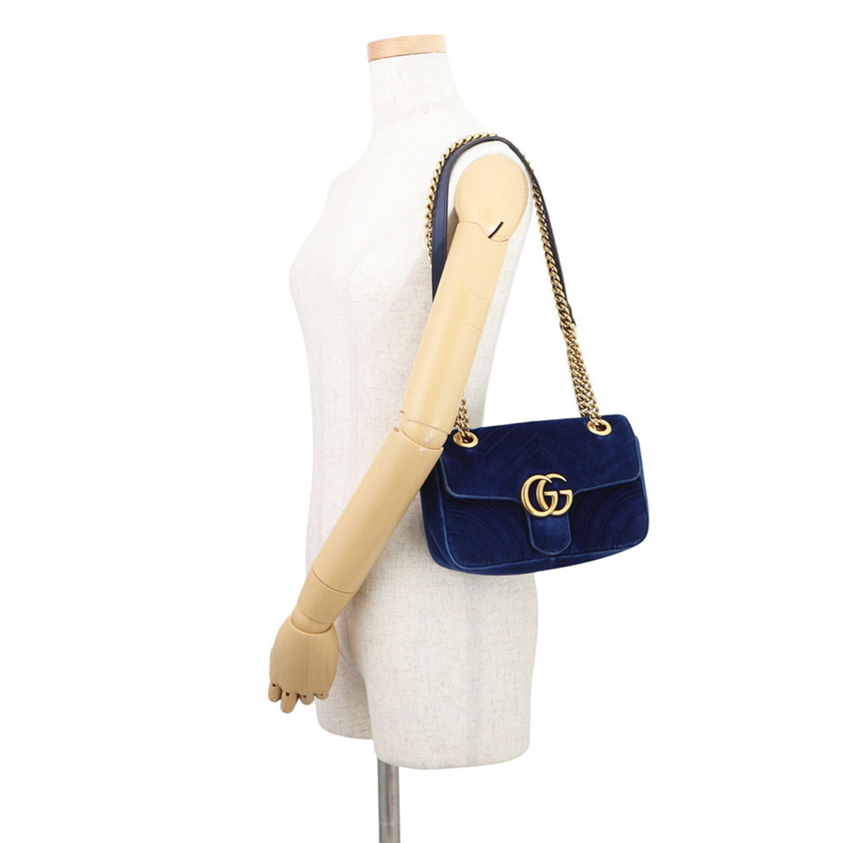 Gucci Gg Marmont Blue Leather Handbag Shoulder Bag (Pre-Owned)
