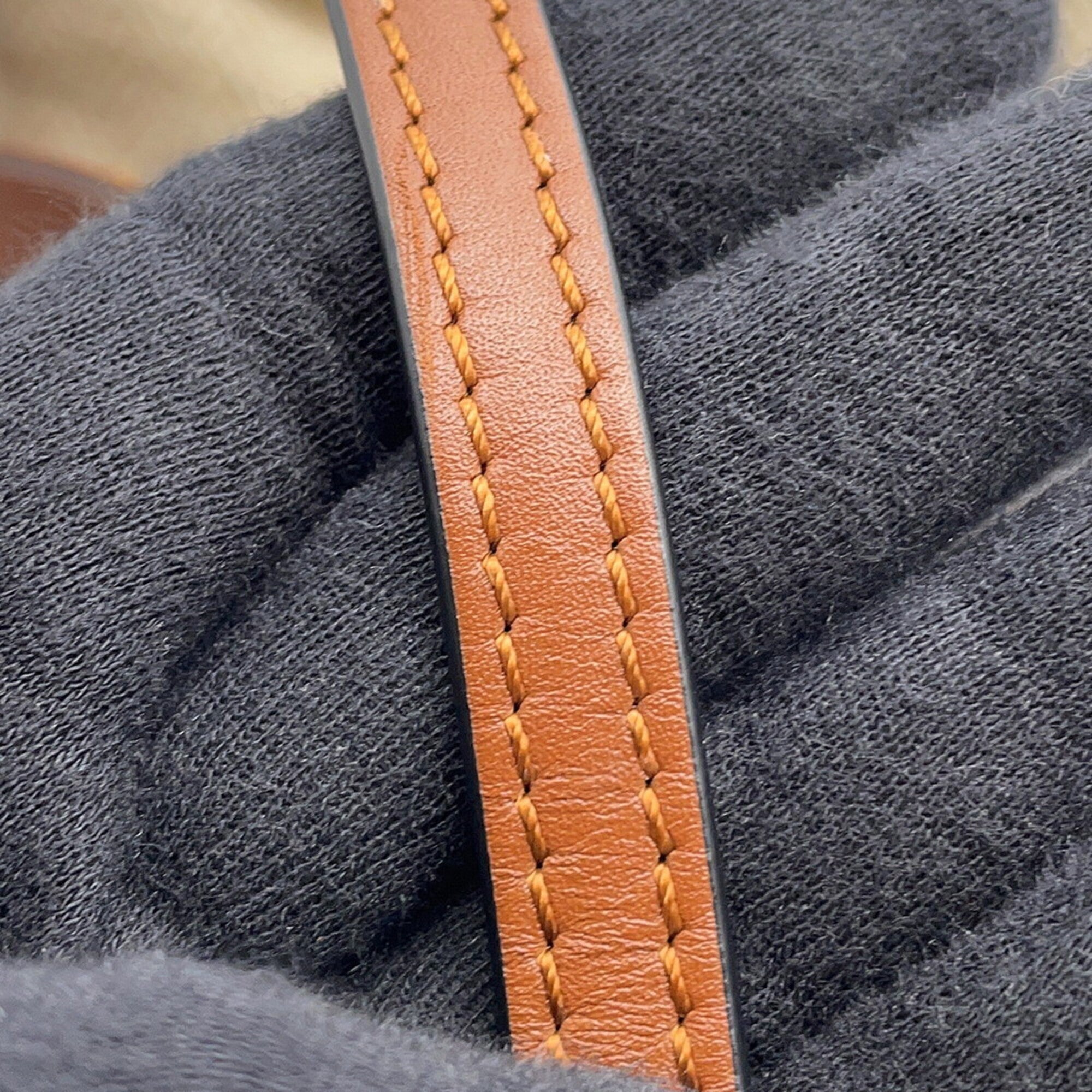 Loewe Brown Leather Canvas Handbag Shoulder Bag (Pre-Owned)