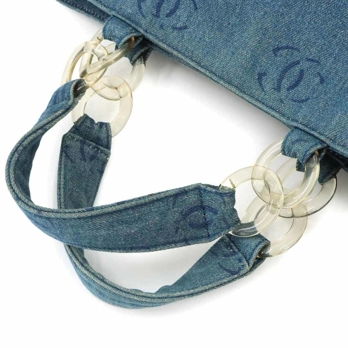 Chanel Blue Yellow Denim Handbag Pouch Tote Bag (Pre-Owned)