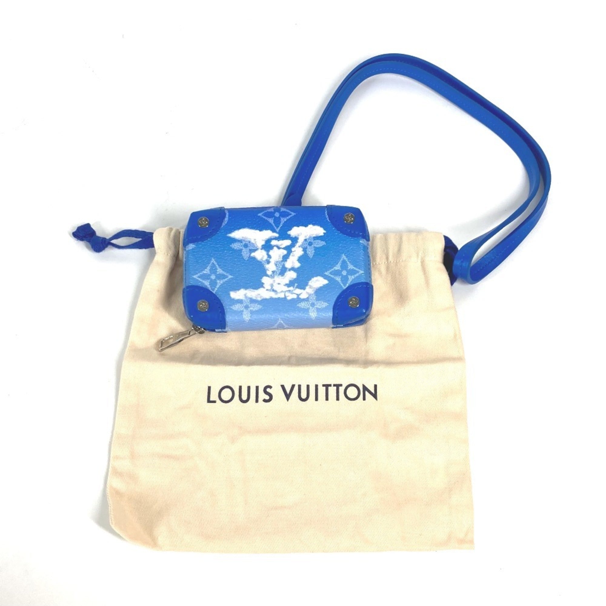 Louis Vuitton Blue White Leather Coin Purse/Coin Case (Pre-Owned)