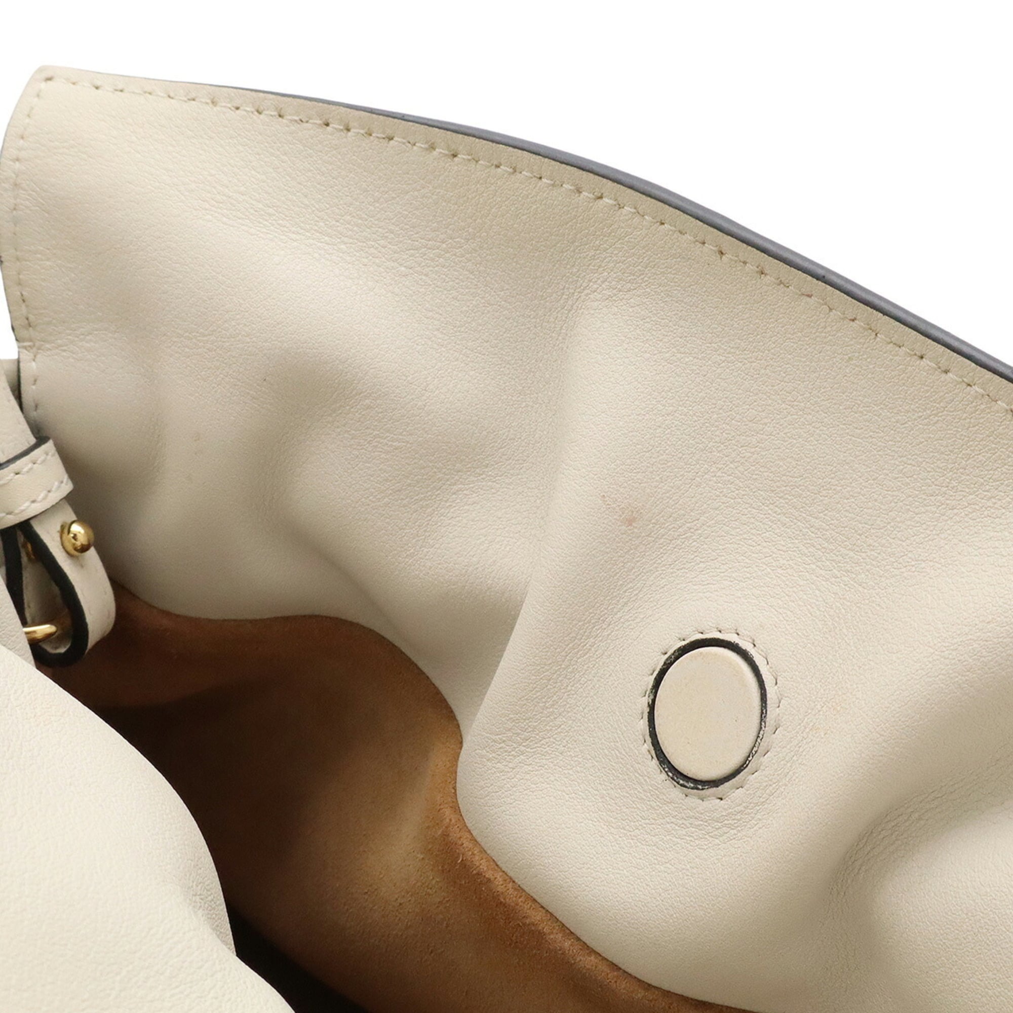 Loewe Off-White Leather Clutch Bag Pochette Shoulder Bag (Pre-Owned)
