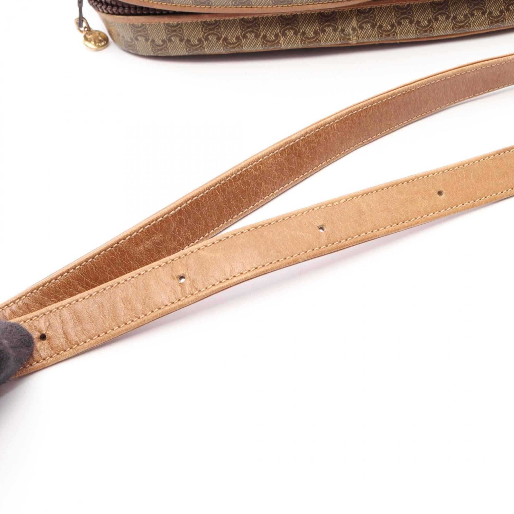 Celine Brown Coated Canvas Leather Handbag Shoulder Bag (Pre-Owned)