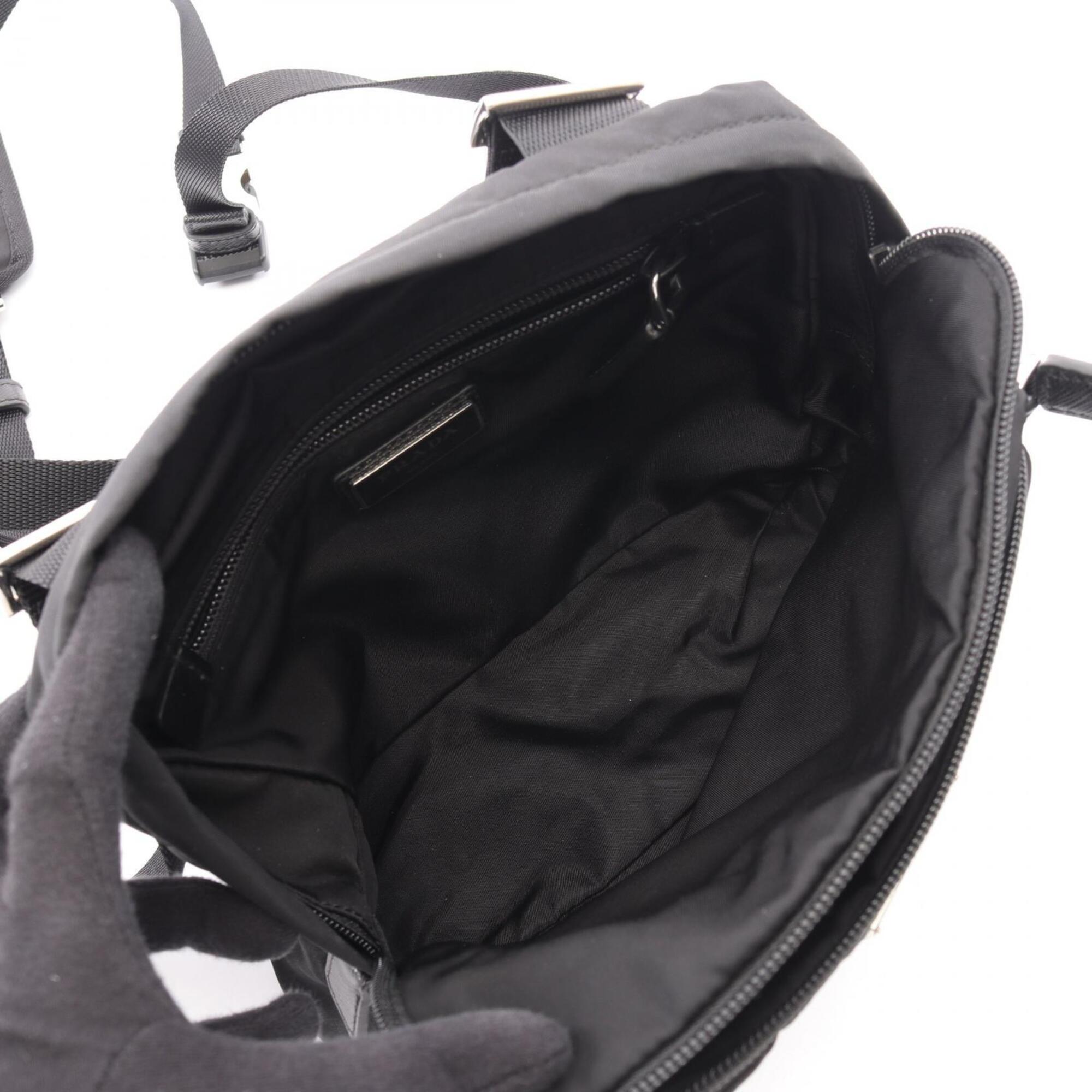 Prada Black Nylon Leather Backpack Handbag (Pre-Owned)