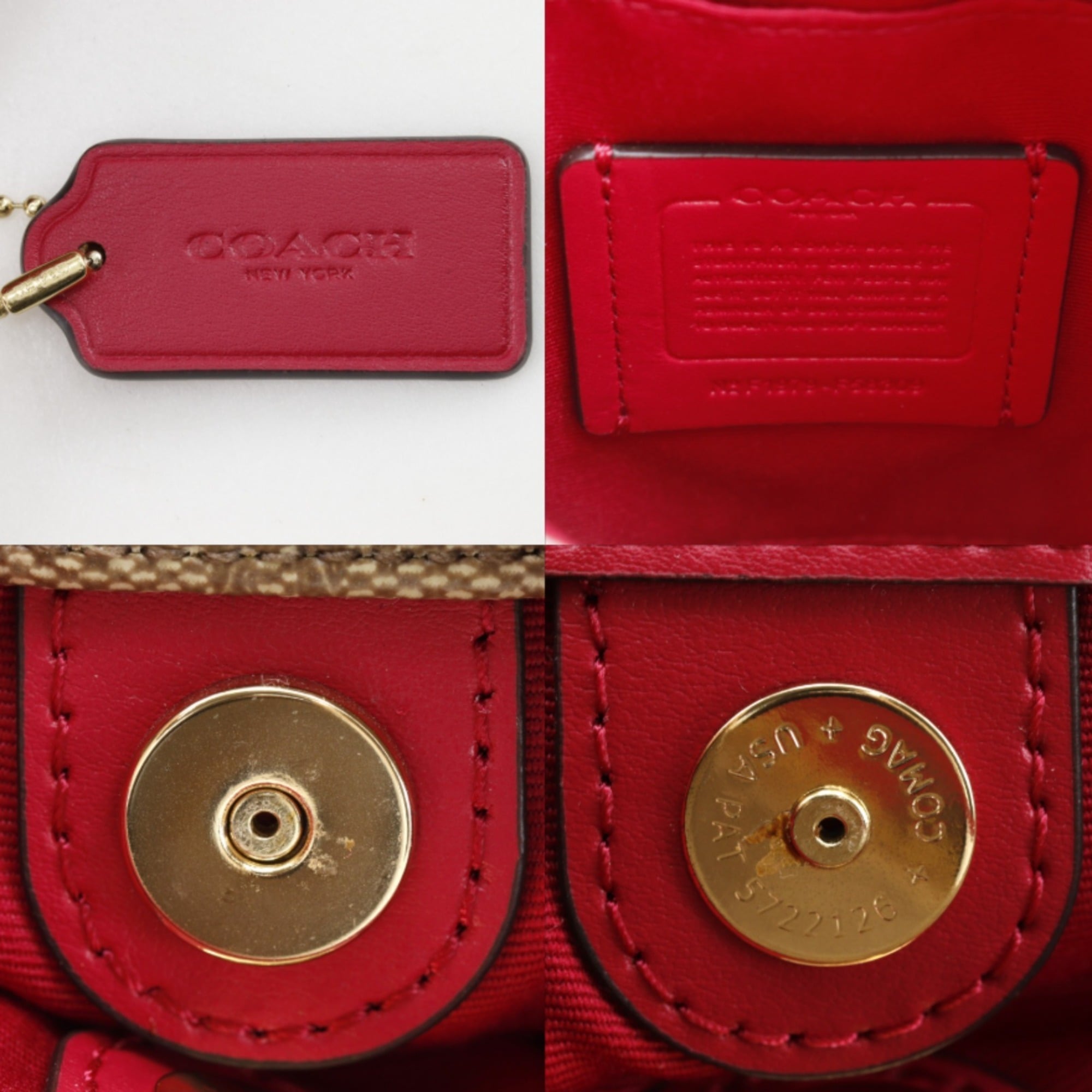 Coach Signature Brown Signature Line Shoulder Bag (Pre-Owned)