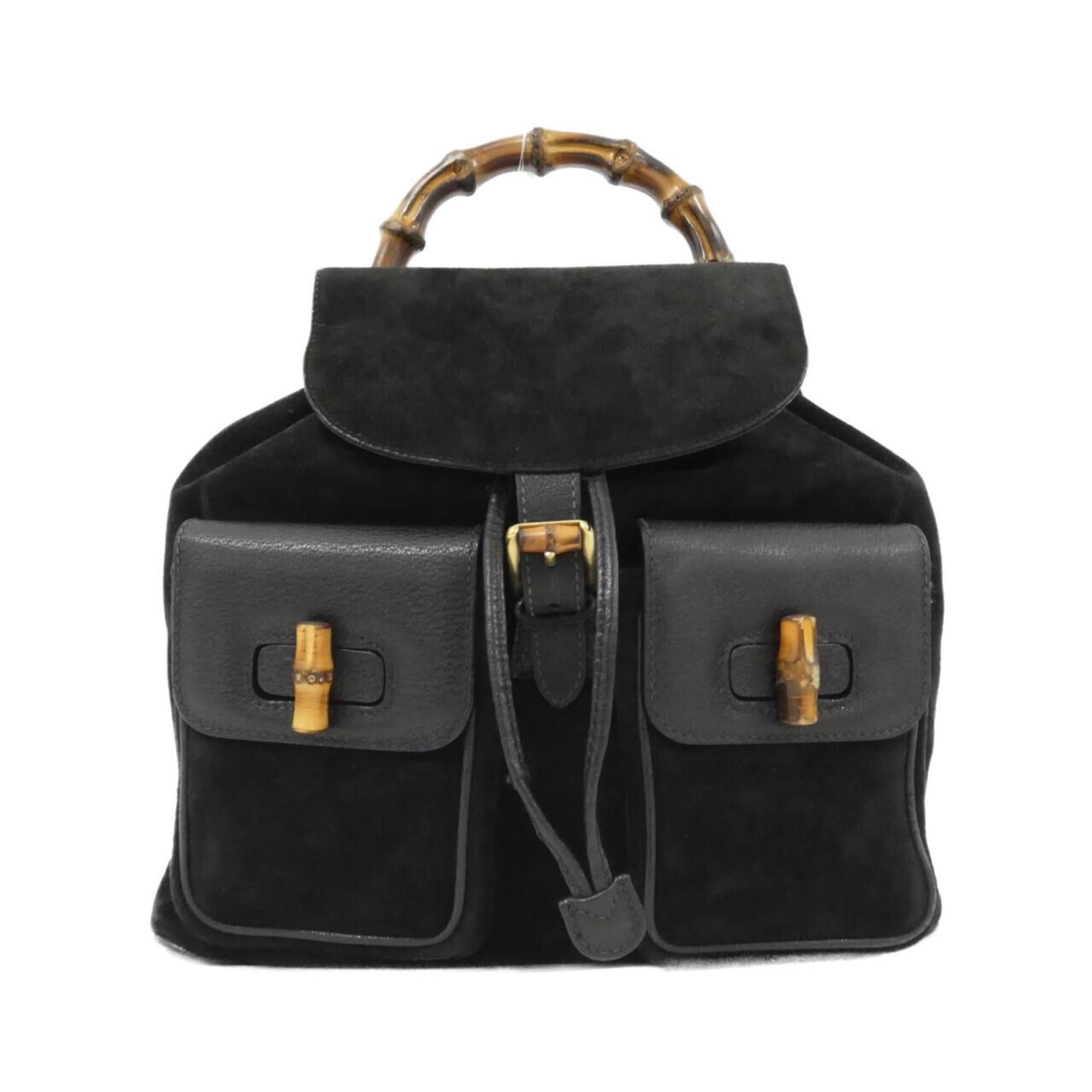 Gucci Black Suede Leather Backpack (Pre-Owned)
