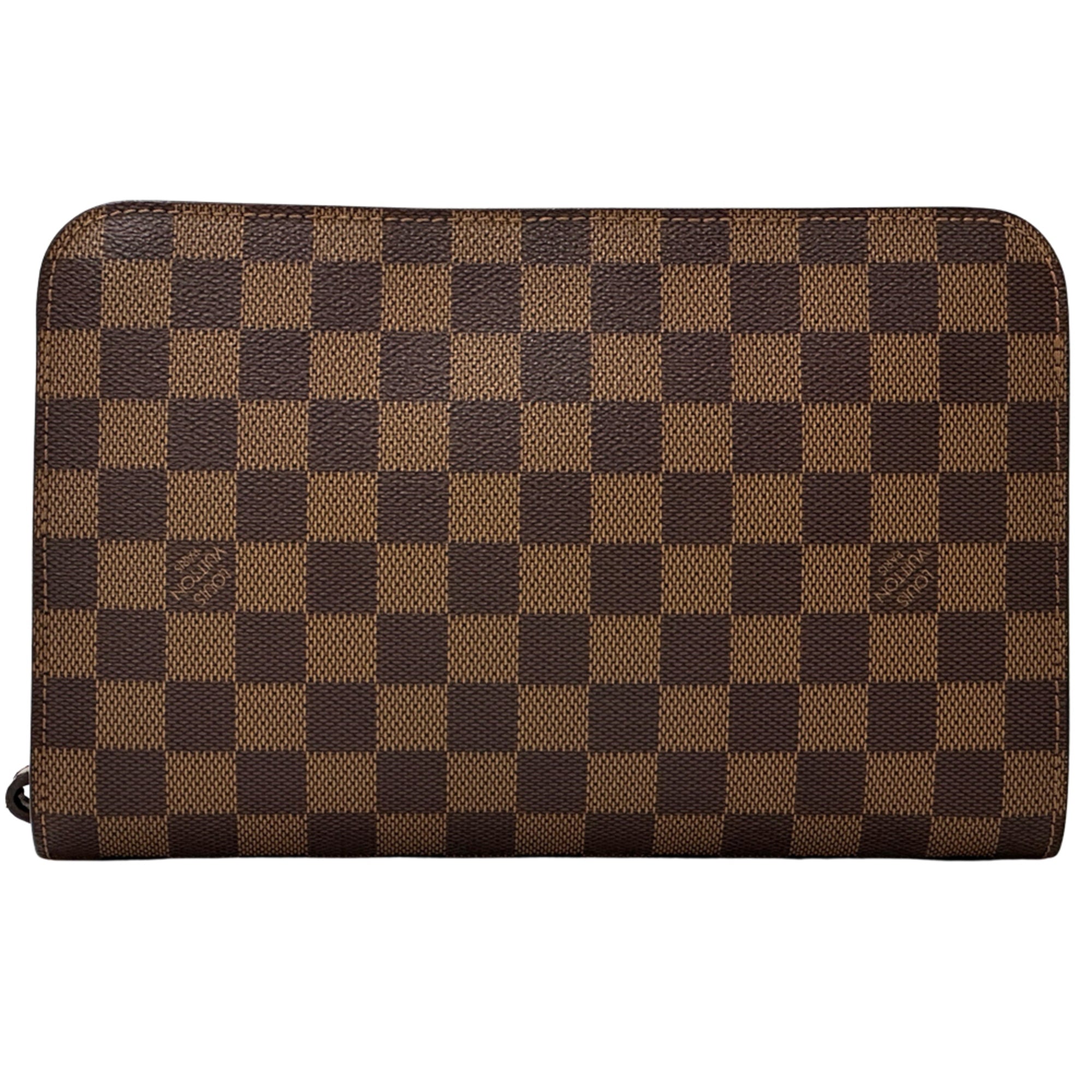 Louis Vuitton Brown Ebene Damier Canvas Clutch Bag Handbag (Pre-Owned)